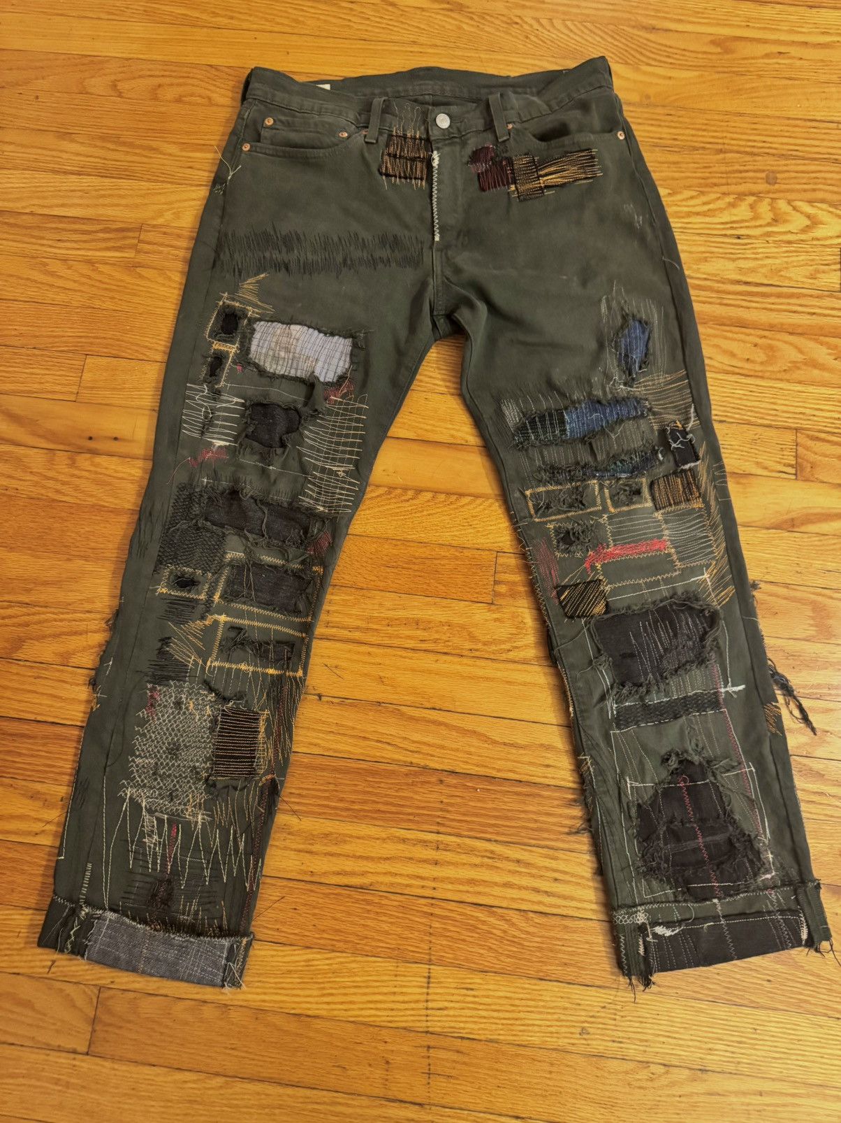Other Custom 1/1 jeans “distorted stitches” Size US 34 / EU 50 - 1 Thumbnail