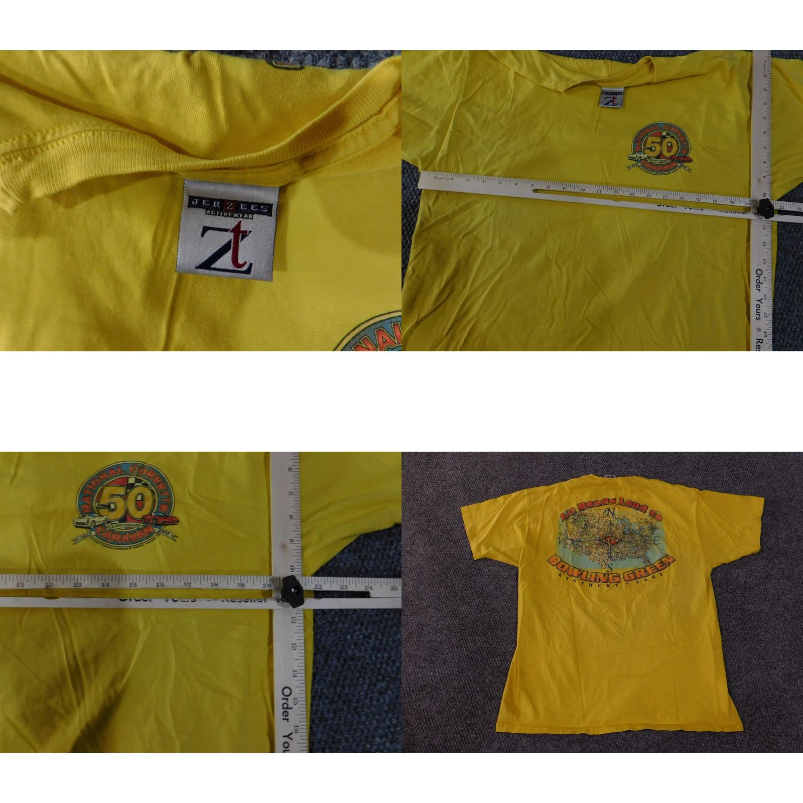 Jerzees VINTAGE Jerzees T-Shirt Mens XL Yellow 2003 Graphic Bowling Green Kentucky Beach American Shirt Size US XL / EU 56 / 4 - 8 Thumbnail
