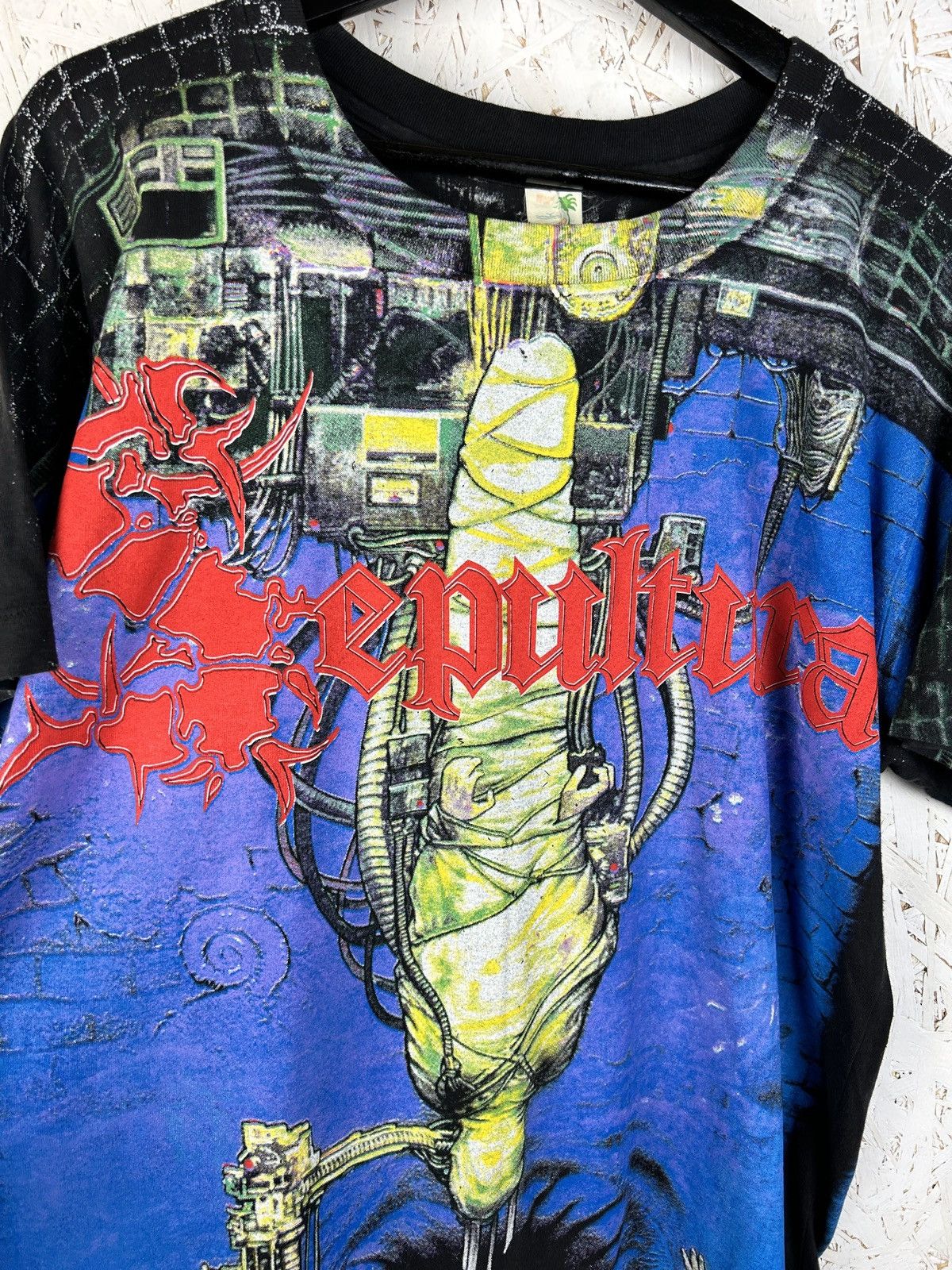Band Tees 90s Sepultura Chaos A.D. AOP Allover Print Album T-Shirt Size US L / EU 52-54 / 3 - 2 Thumbnail