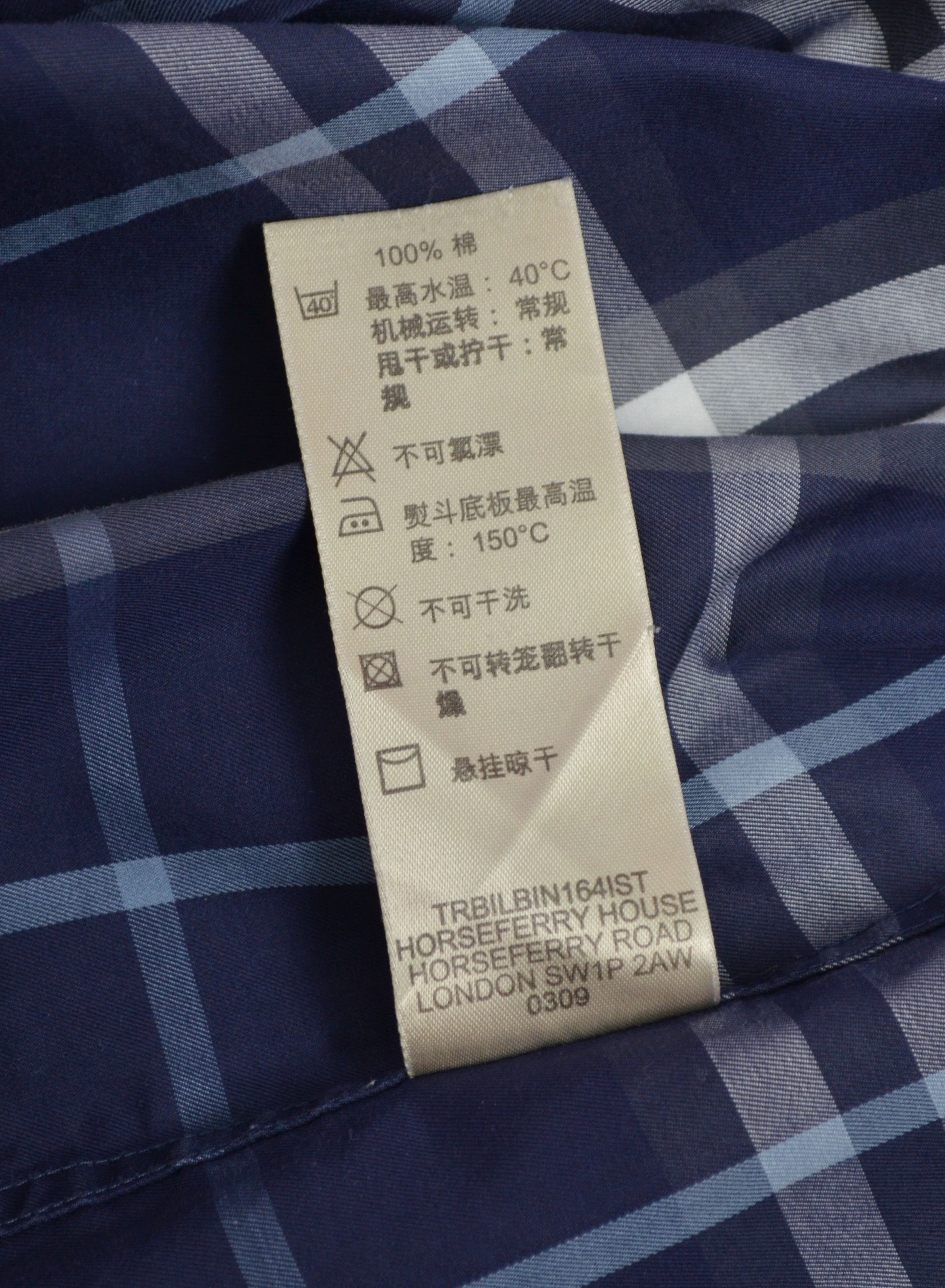 Burberry × Designer Burberry London Navy Check Shirt Size M P2P 21'2" Designer Size US M / EU 48-50 / 2 - 12 Thumbnail
