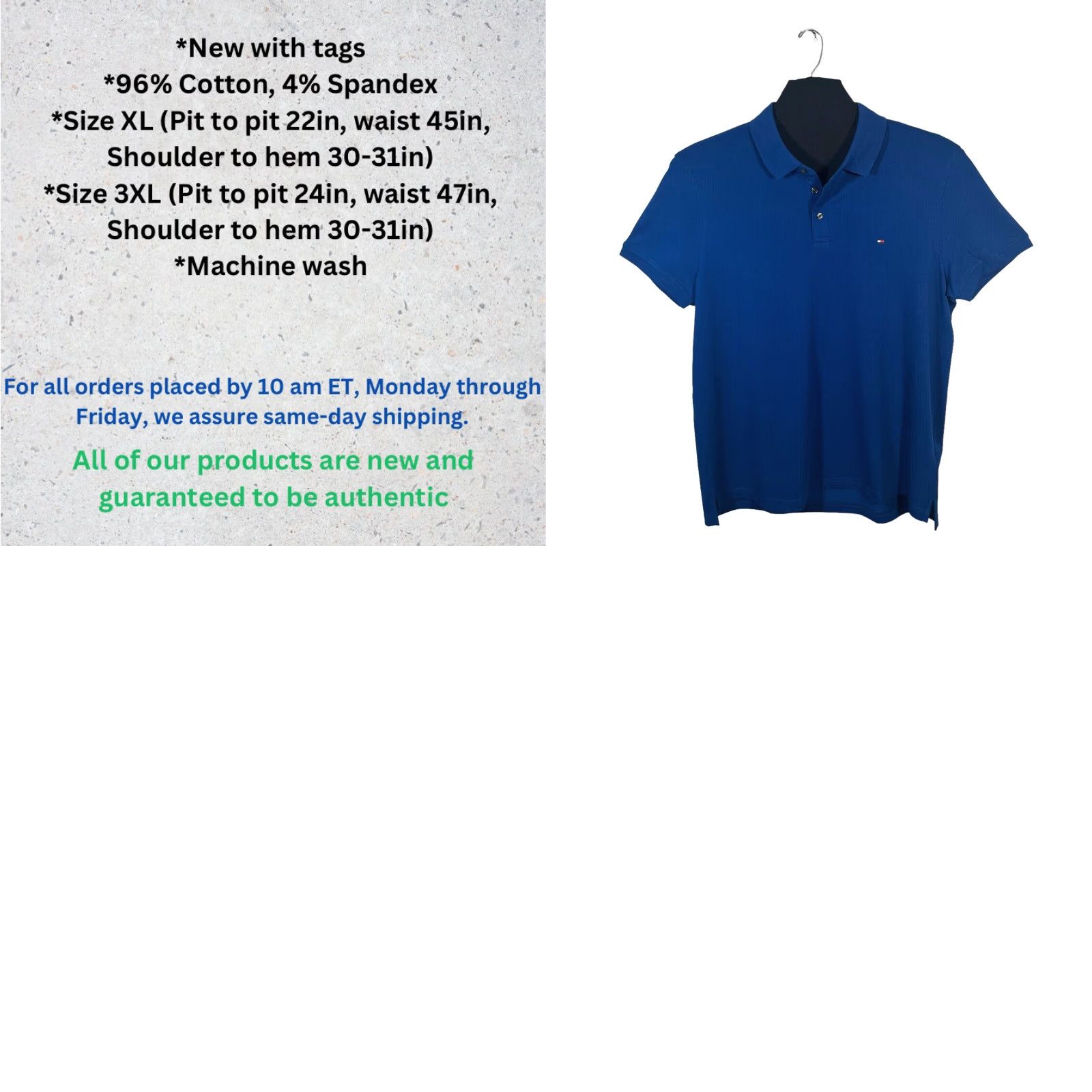 Tommy Hilfiger Tommy Hilfiger Polo Shirt Mens 3XL Anchor Royal Blue Slim Fit Stretch Short Sleeve Casual Shirt Mens 3XL Blue Polo Size US XXL / EU 58 / 5 - 8 Thumbnail