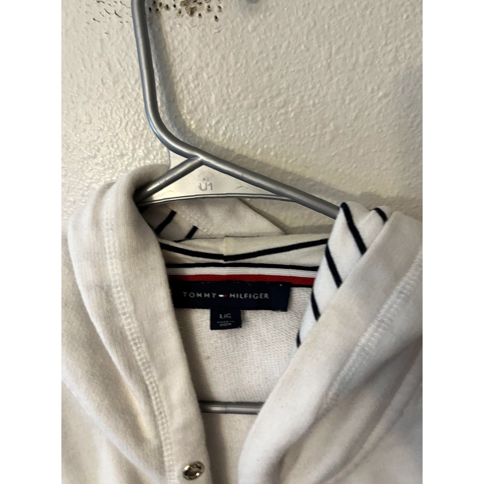 Tommy Hilfiger Tommy Hilfiger Hoodie White Womens Size Large Full Zip Sweatshirt Long Sleeves Size L / US 10 / IT 46 - 2 Thumbnail