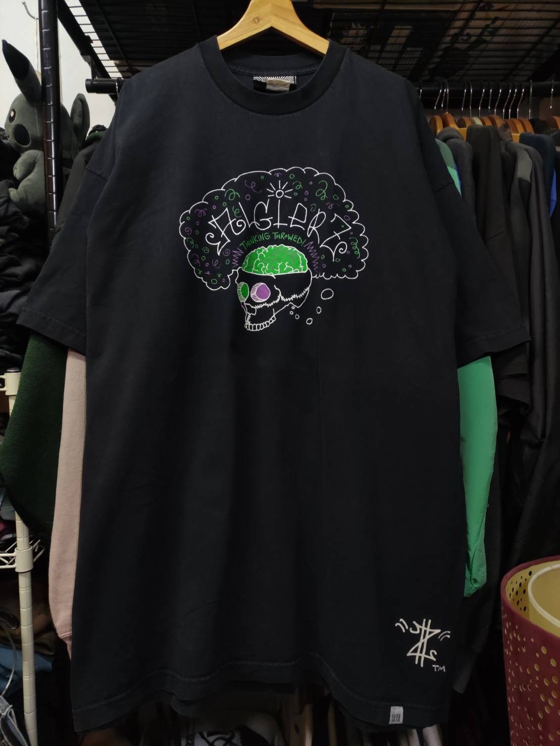 Rap Tees Vtg 90's Algierz Gear " Thinking Throwed! " Graffiti T-Shirt Size US XXL / EU 58 / 5 - 3 Thumbnail
