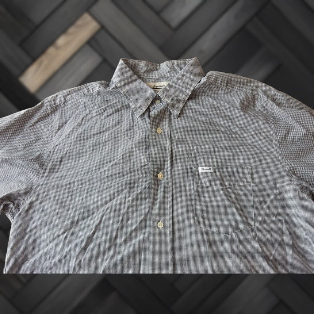 Faconnable Façonnable Men’s Short Sleeve Button-Up Shirt XL Blue Cotton Check Shirt Size US XL / EU 56 / 4 - 1 Thumbnail