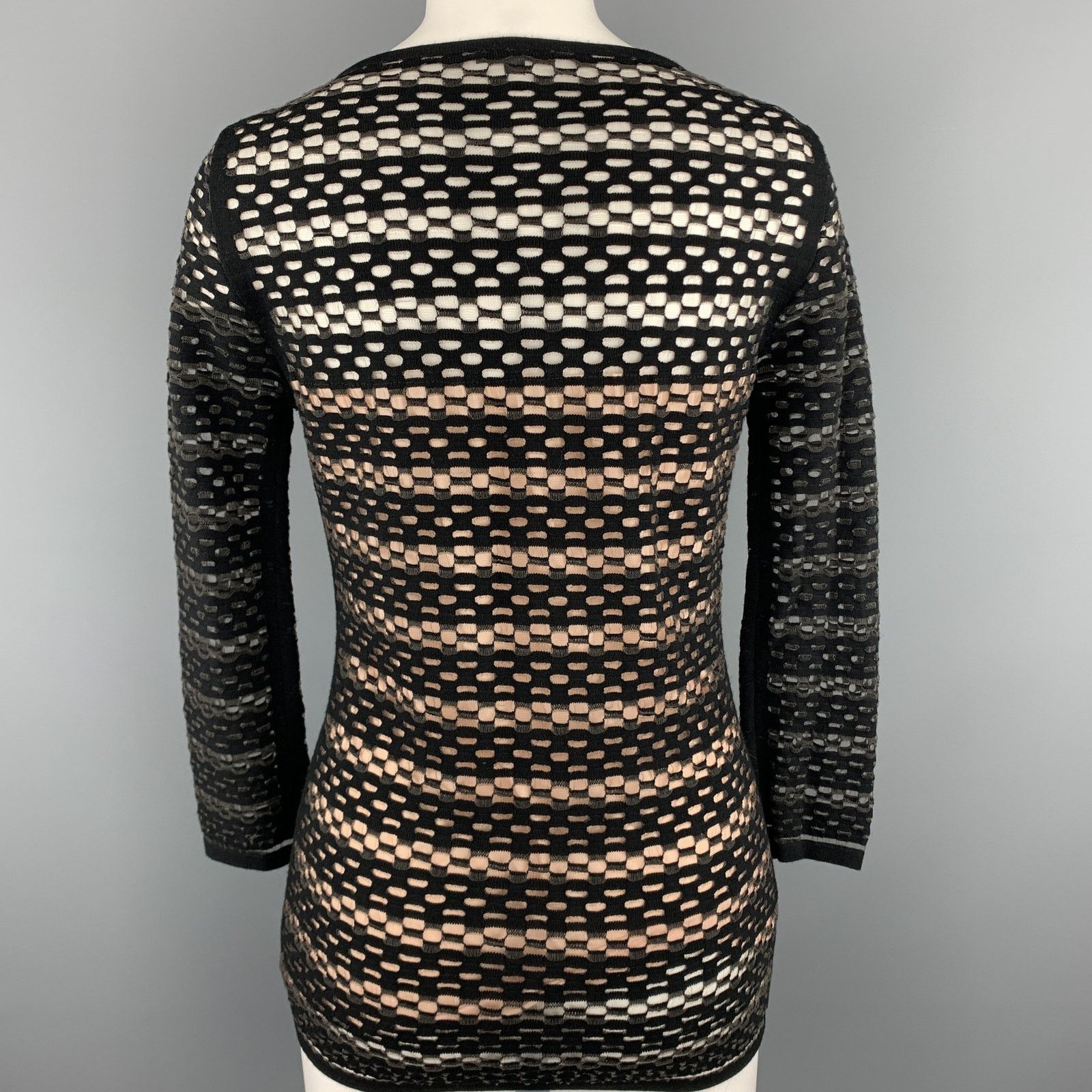 Escada ESCADA Size S Black Striped Mesh Lined Pullover Size S / US 4 / IT 40 - 4 Thumbnail