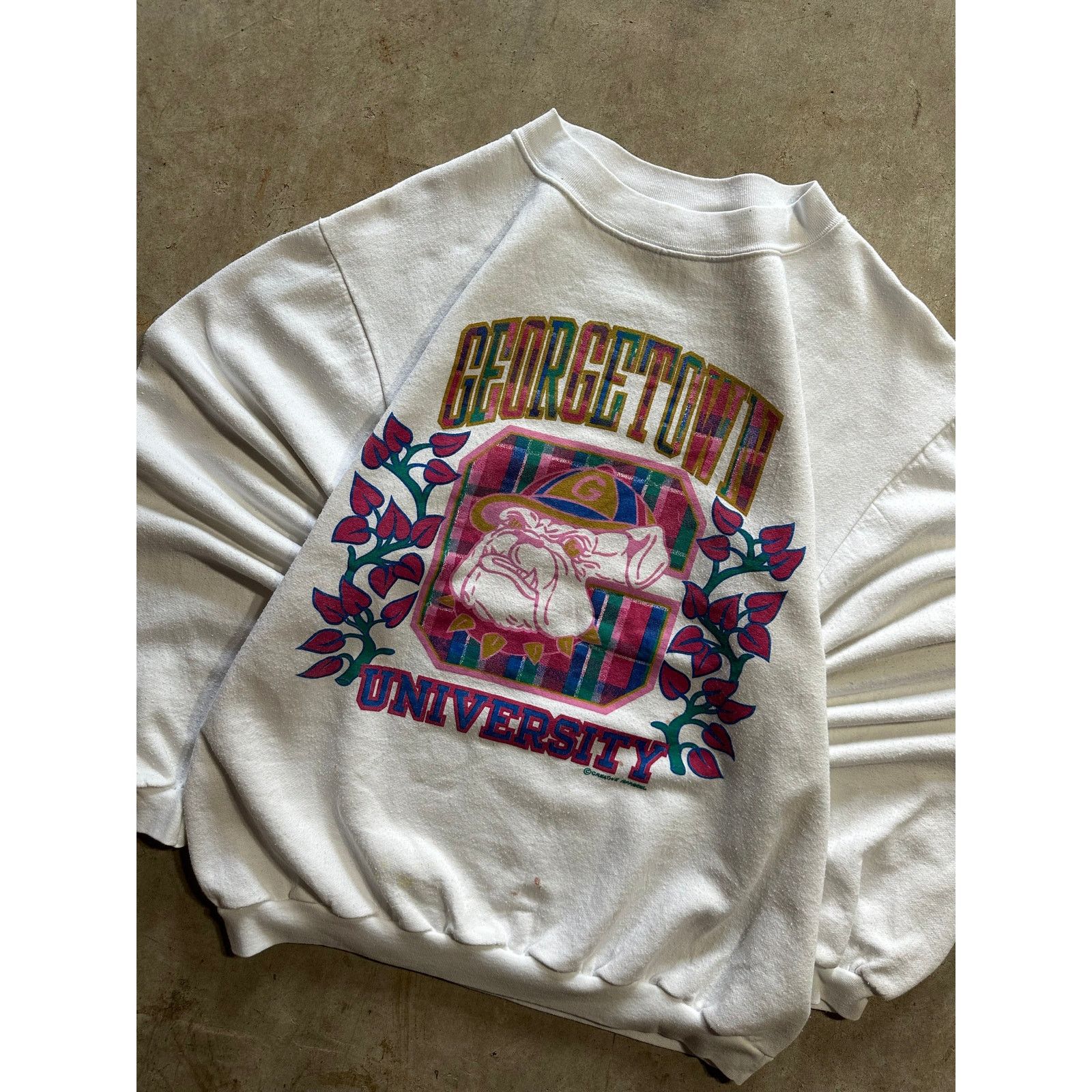 Vintage Vintage Georgetown Hoyas 80s Floral Roses Sweatshirt Medium Size US M / EU 48-50 / 2 - 2 Thumbnail