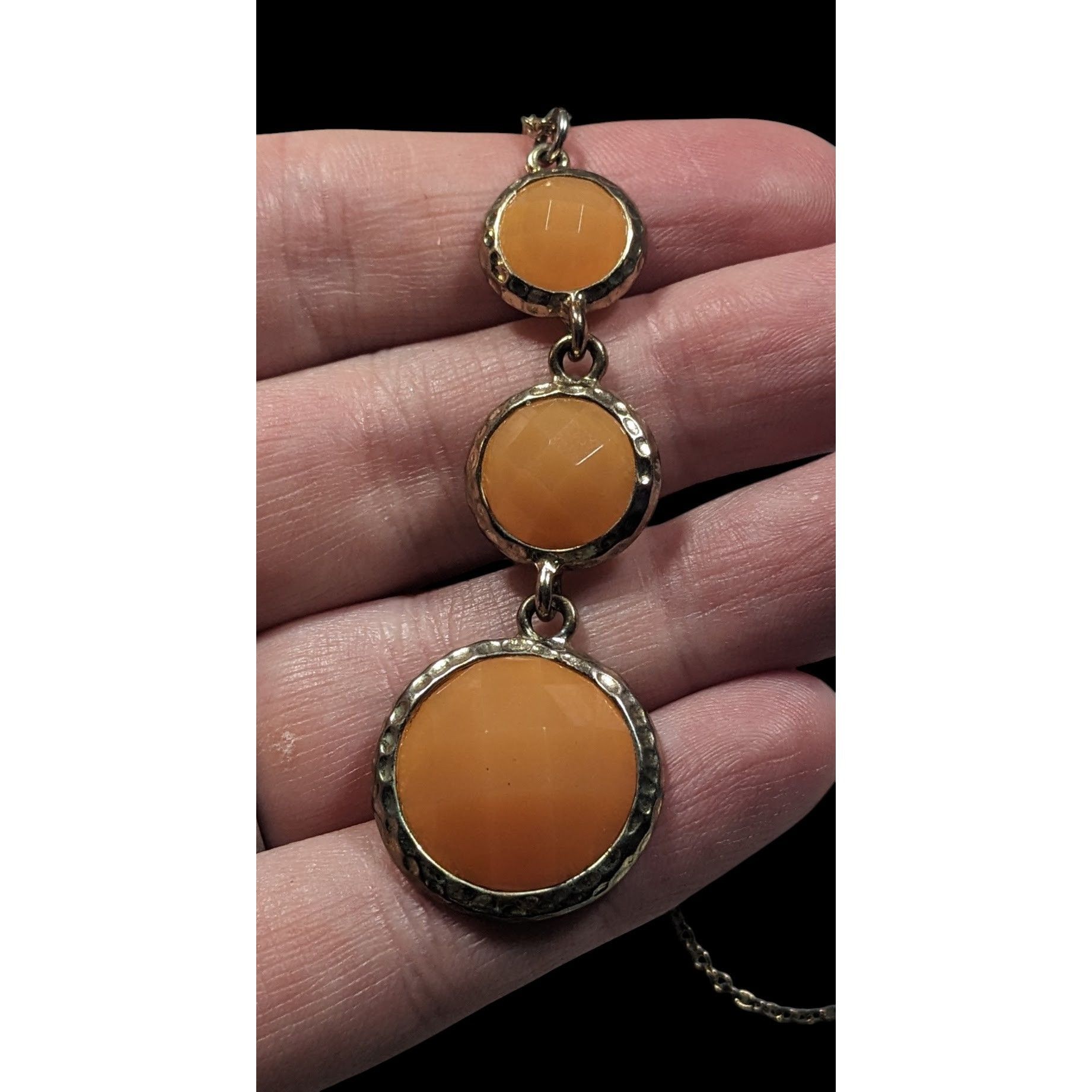 Other Funky Orange And Gold Tone Gemmed Graduated Pendant Necklace Size ONE SIZE - 3 Thumbnail