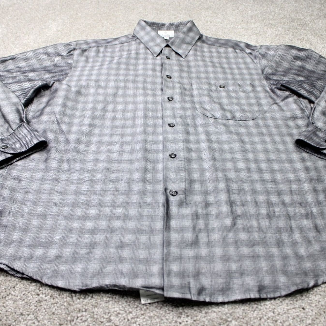 Zanella Zanella Shirt Mens Large Gray Plaid 100% Cotton Long Sleeve Button Up Size US L / EU 52-54 / 3 - 3 Thumbnail