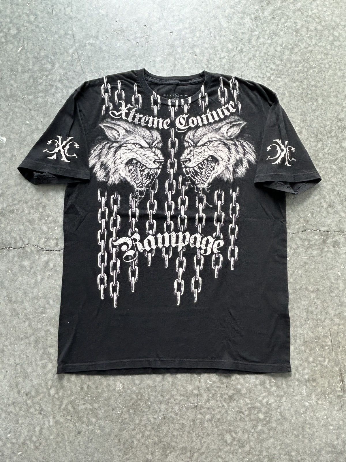 Affliction Vintage Y2K Xtreme Couture Graphic Tee Wolf Chains Size US XL / EU 56 / 4 - 1 Thumbnail