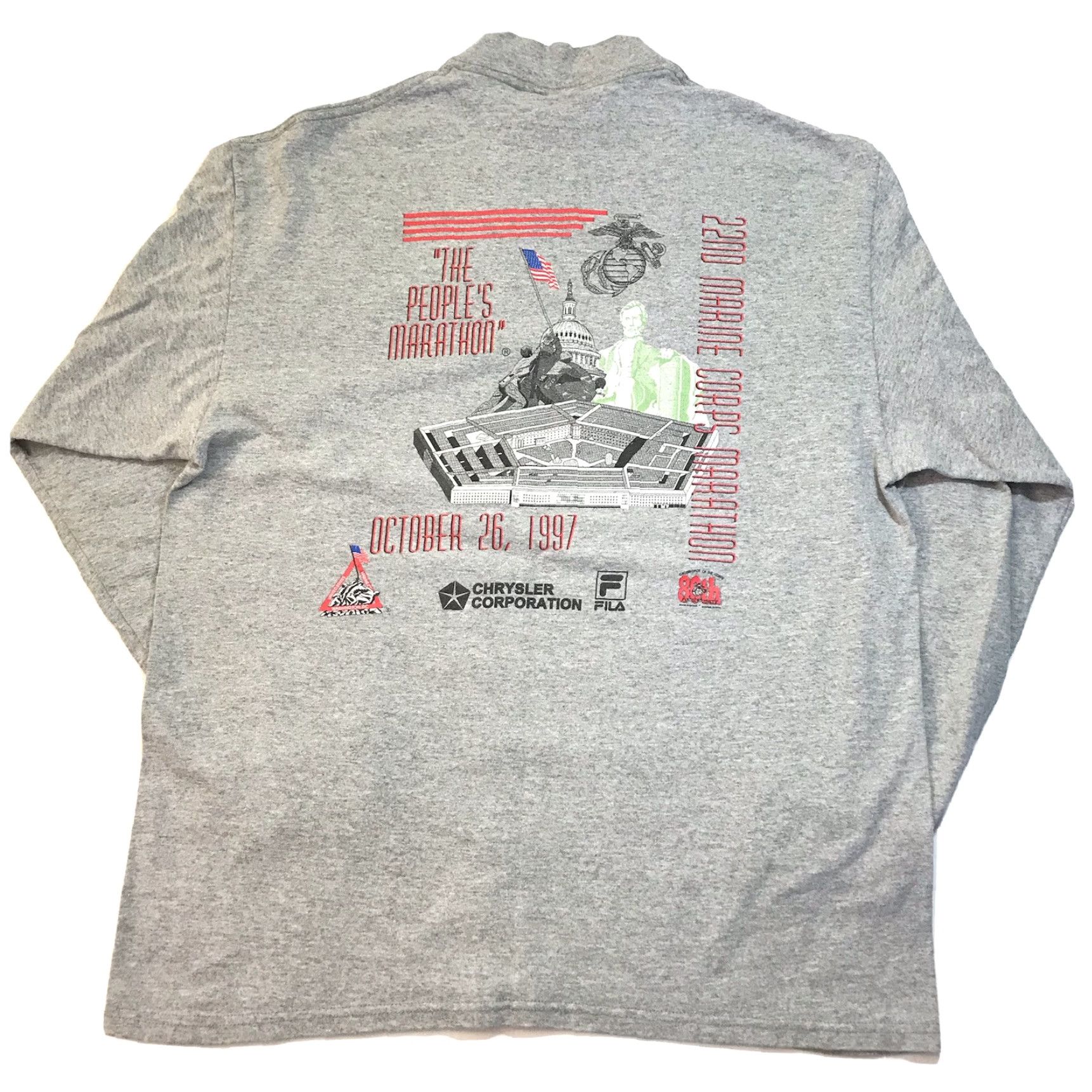 Lee VINTAGE 90s Lee Marine Corps Marathon Shirt Long Sleeve Mock Neck L Gray Embroidered Mens Size US L / EU 52-54 / 3 - 6 Thumbnail