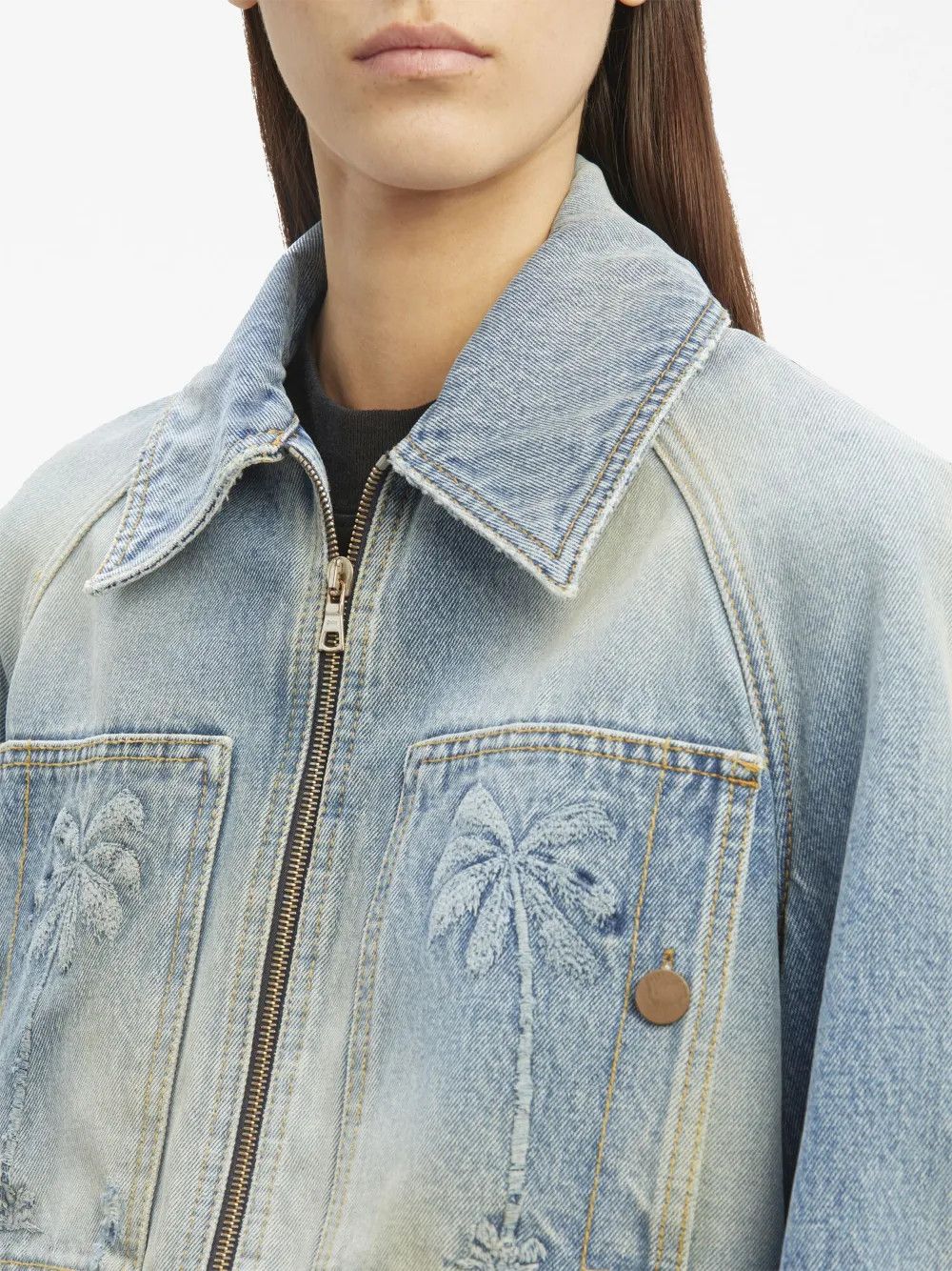 Palm Angels o1y1125 Denim Jacket in Light Blue Size M / US 6-8 / IT 42-44 - 2 Thumbnail