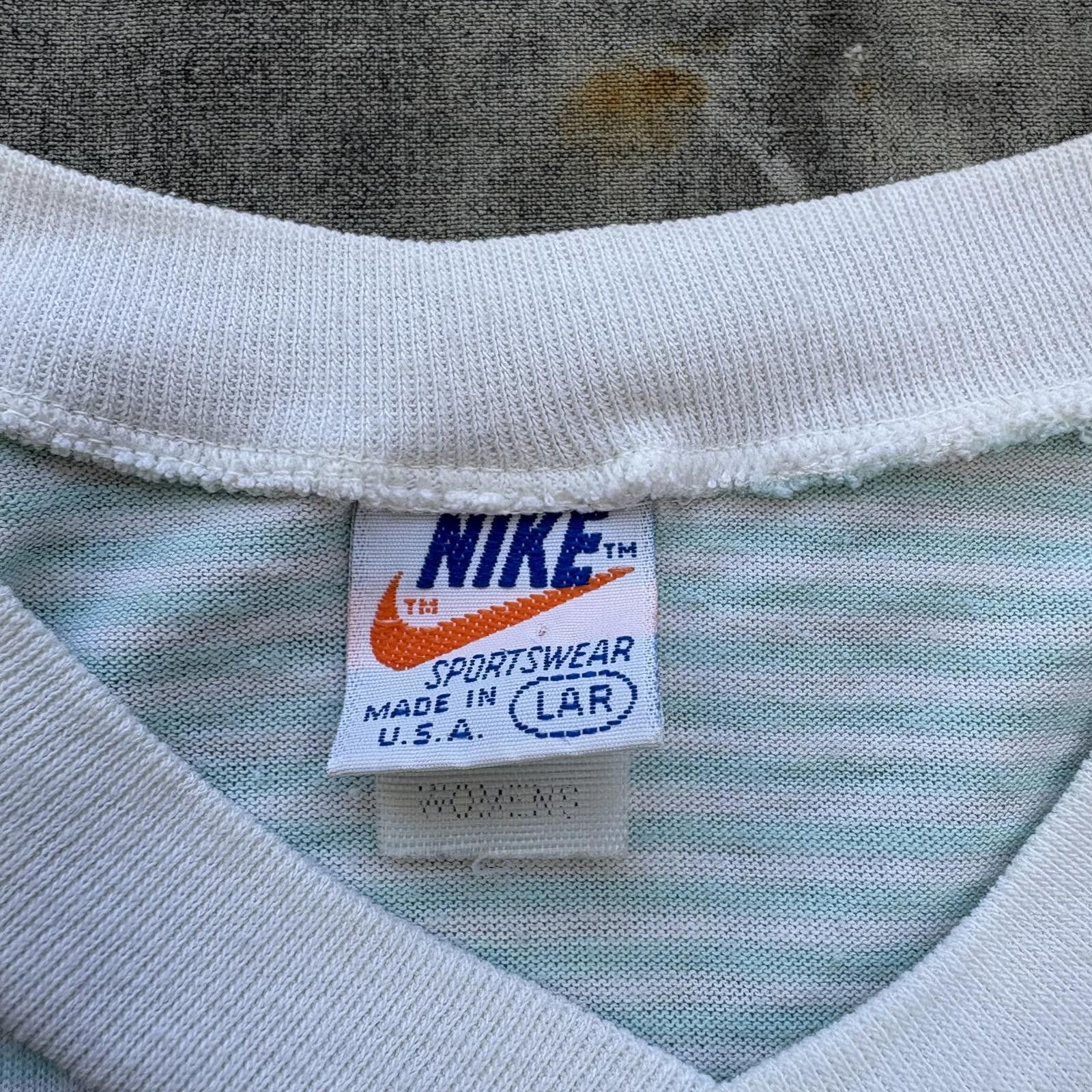 Nike Vintage Rare 70s Nike Turquoise Striped Sportswear Shirt Size L / US 10 / IT 46 - 3 Thumbnail