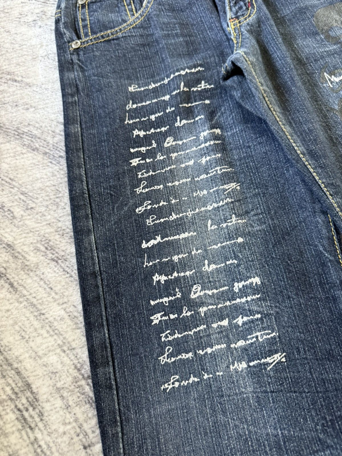 Japanese Brand Ba-Tsu Studio Japan Poems Chaotic Skull Jeans Size US 28 / EU 44 - 6 Thumbnail