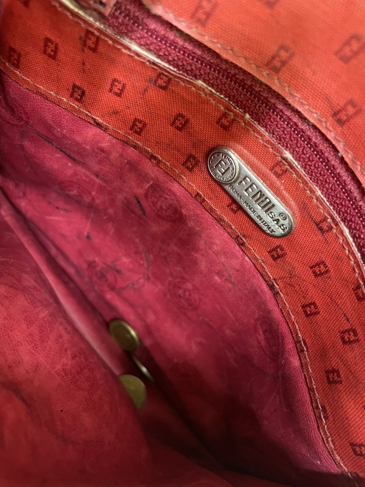 Fendi Vintage Fendi Red Zucca Monogram Shoulder Bag Size ONE SIZE - 10 Thumbnail