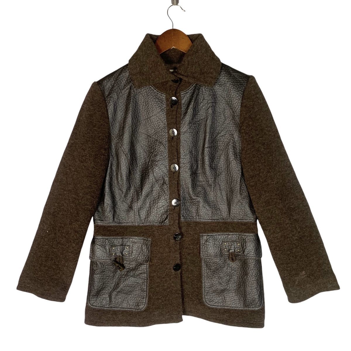 Japanese Brand Vintage Monegal Wool With Leather Jacket Size S / 40 Size M / US 6-8 / IT 42-44 - 1 Thumbnail