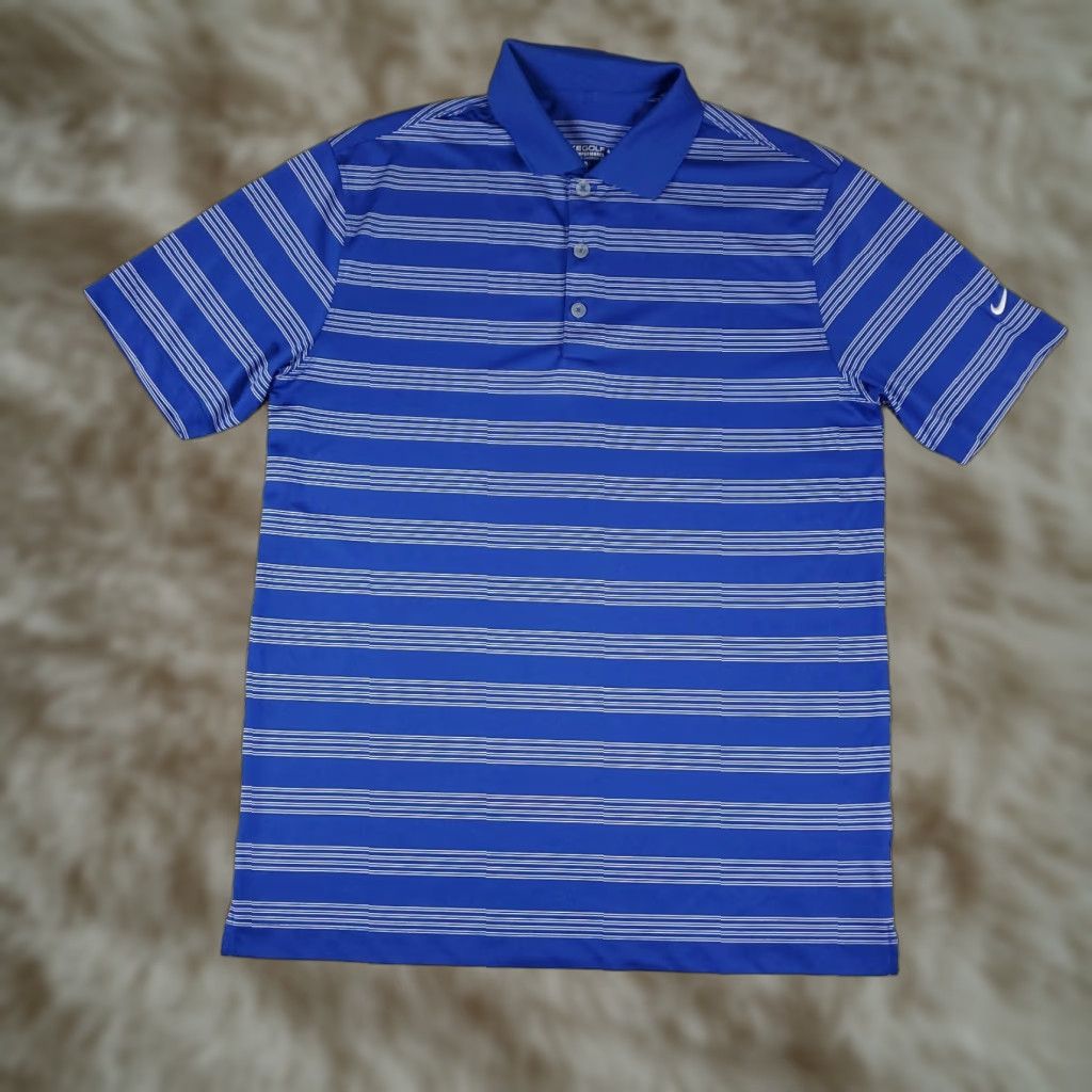 Nike Nike Polo Shirt Mens Medium Blue Stripe Swoosh Dri-Fit Golf Casual Short Sleeve Size US M / EU 48-50 / 2 - 1 Thumbnail