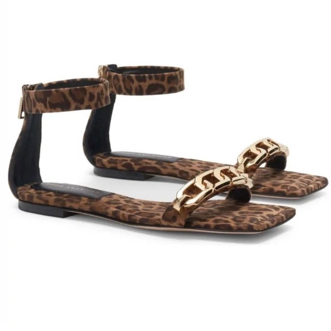 Good American Good American leopard ankle strap sandal with gold chain NEW Size US 5.5 / IT 35.5 - 4 Thumbnail
