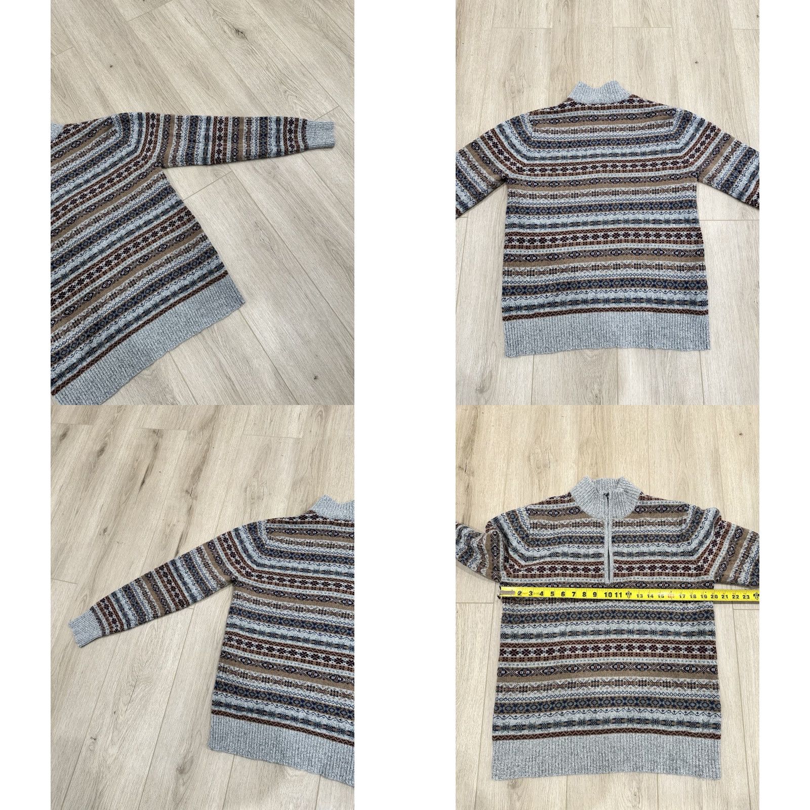 Schott Schott Bros Mens Medium Fair Isle Nordic Style 1/4 Zip Wool Blend Sweater Shirt Hoodie? Size US M / EU 48-50 / 2 - 8 Thumbnail
