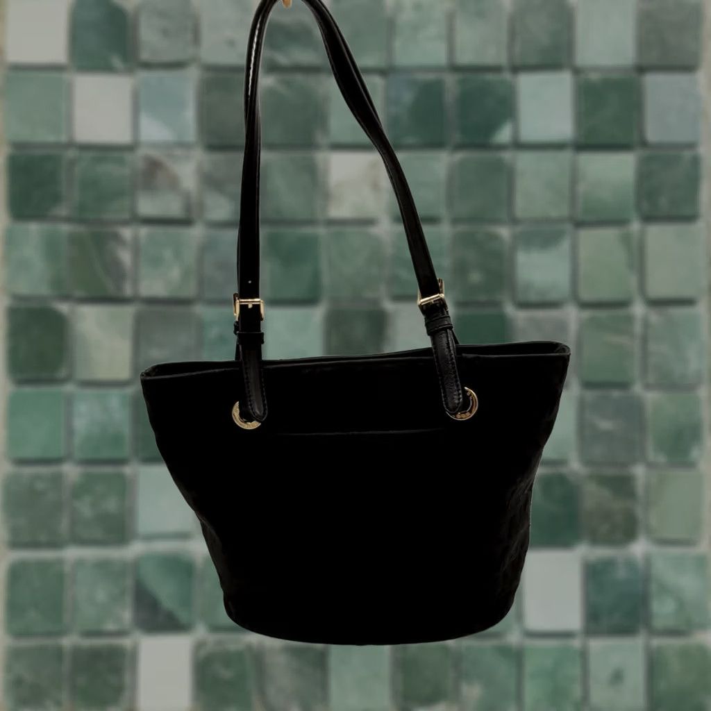 Michael Kors Michael Kors MK Signature Black Cloth Shoulder Bag Double Strap Ladies Medium Canvas Bag Dark Black Logo Pattern Size ONE SIZE - 1 Thumbnail