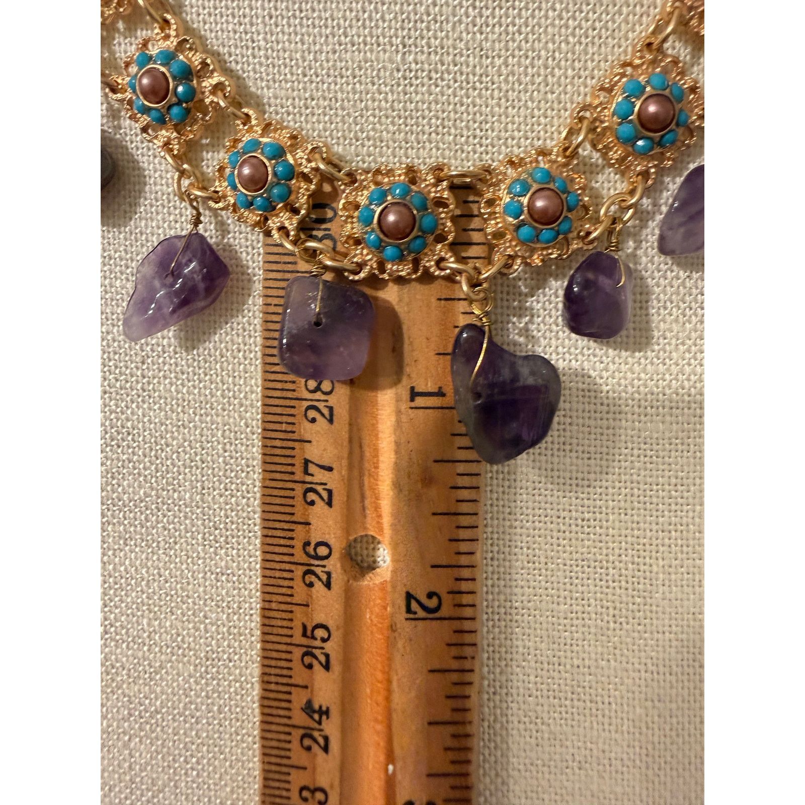 Other Vintage Gold Tone Genuine Amethyst Necklace Size ONE SIZE - 2 Thumbnail