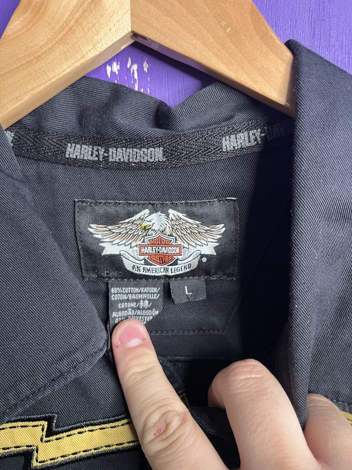 Harley Davidson × Vintage Vintage 90s Harley Davidson lighting button up Size US L / EU 52-54 / 3 - 4 Thumbnail