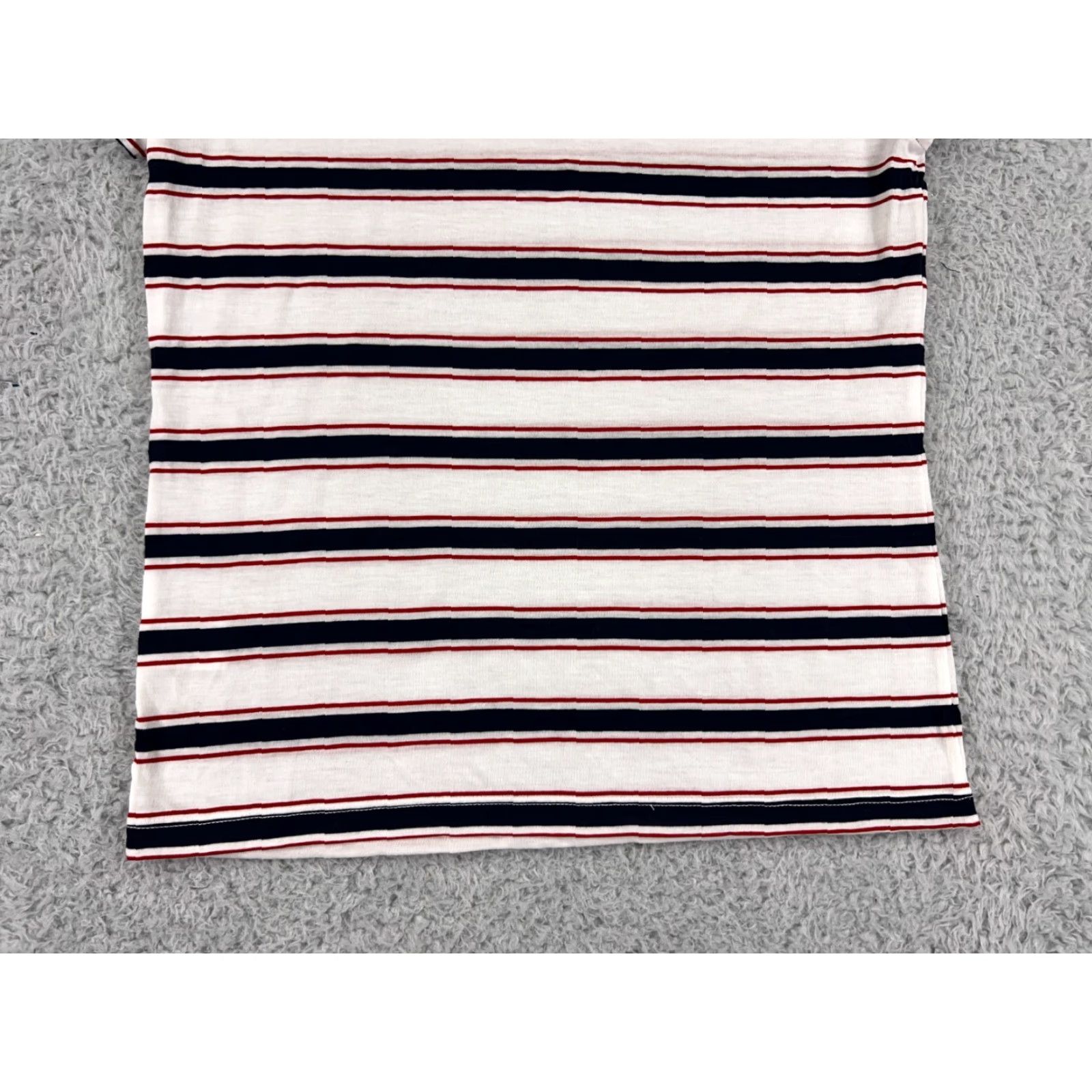 Vintage La Made Shirt Womens Small Red White Blue Striped Short Sleeve Polyester Blend Shirt Adult Small Red White Blue Striped Casual Women's T-Shirt Size S / US 4 / IT 40 - 7 Thumbnail