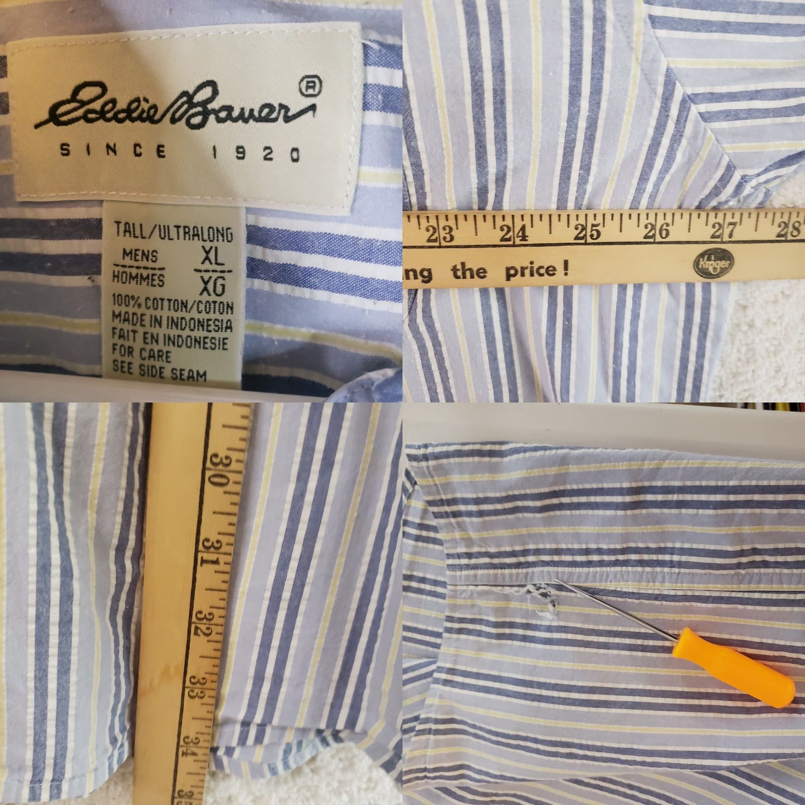 Eddie Bauer Eddie Bauer Shirt Mens XLT Blue Button Up Seersucker Short Sleeve Striped Casual Size US XL / EU 56 / 4 - 9 Thumbnail