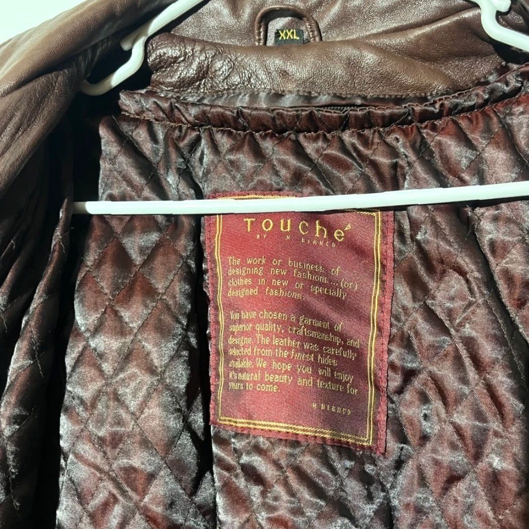 Vintage VINTAGE Touche by N.Bianco Brown Leather Jacket Blazer Womens 2XL Quilted Lining Coat Jacket Satin Lined Insulated All Seasons Casual Workwear Size XXL / US 16-18 / IT 52-54 - 5 Thumbnail