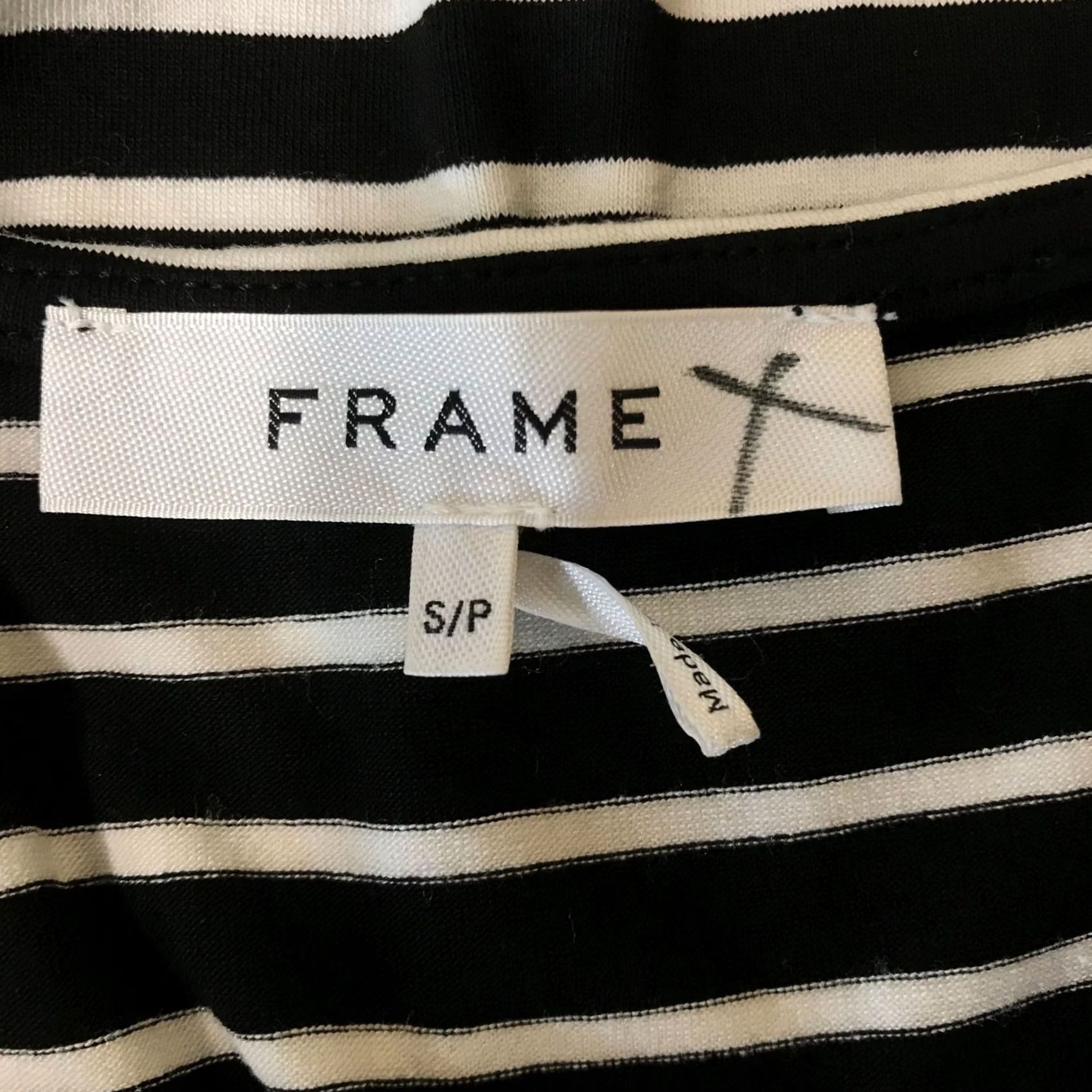 Frame FRAME Shirt Womens Small Black & White 3/4 Sleeve V Neck Top Size S / US 4 / IT 40 - 5 Thumbnail