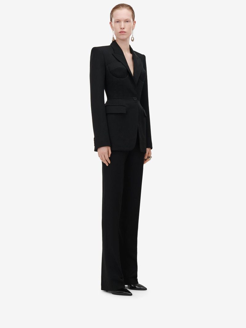 Alexander McQueen o1srvl11e0326 Trompe-L'œil Single-Breasted Jacket in Black Size S / US 4 / IT 40 - 3 Thumbnail