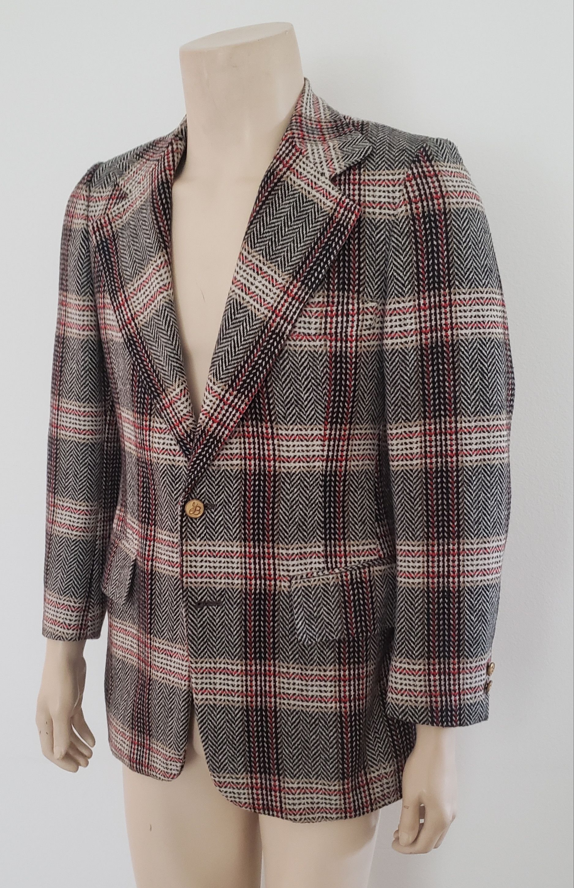 Vintage 1970s plaid sport coat 38R Geoffrey Beene wool tweed Size 38R - 2 Thumbnail