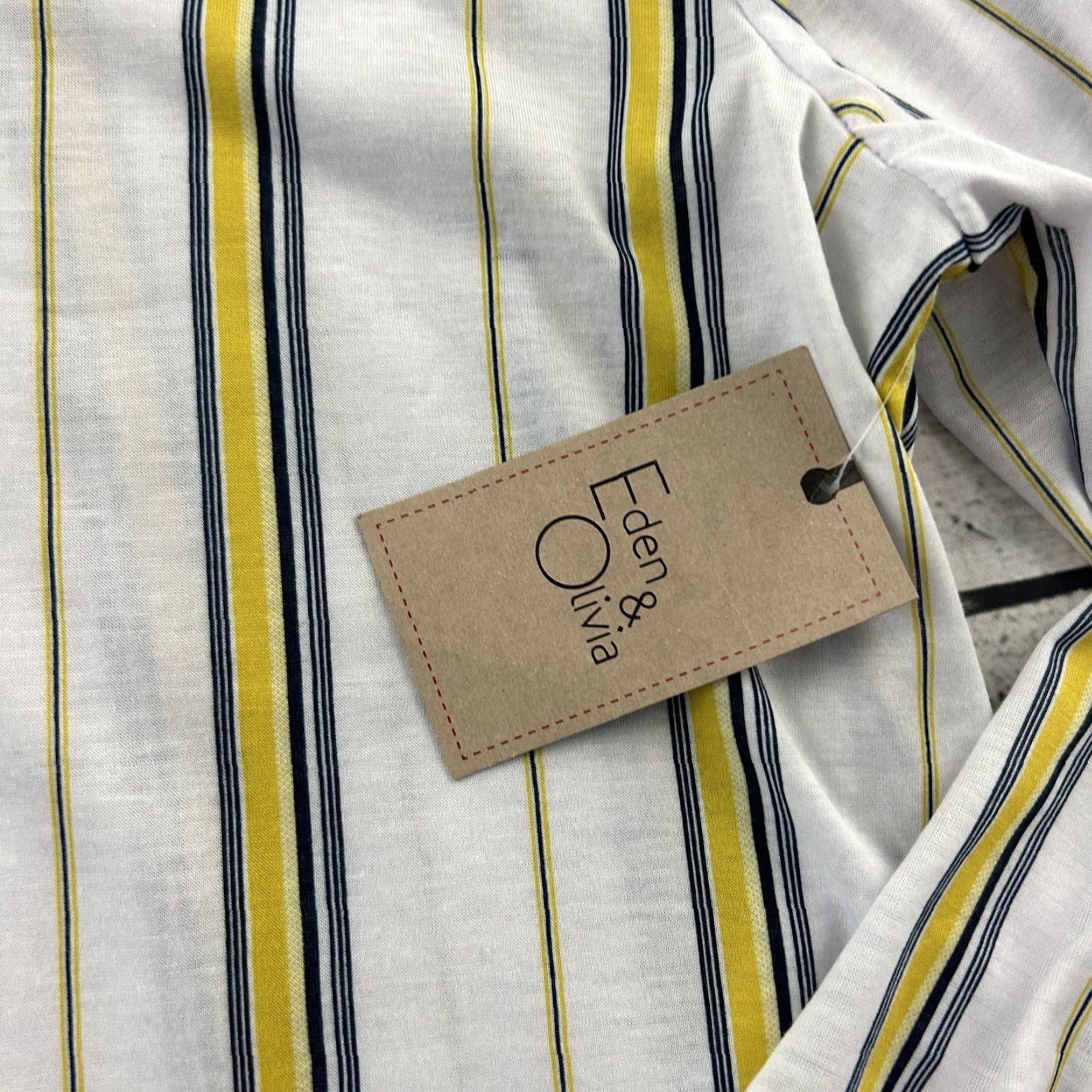 Vintage Eden & Olivia Striped Long Sleeve Button-Up Shirt Womens 2XL White Yellow Size XXL / US 16-18 / IT 52-54 - 3 Thumbnail