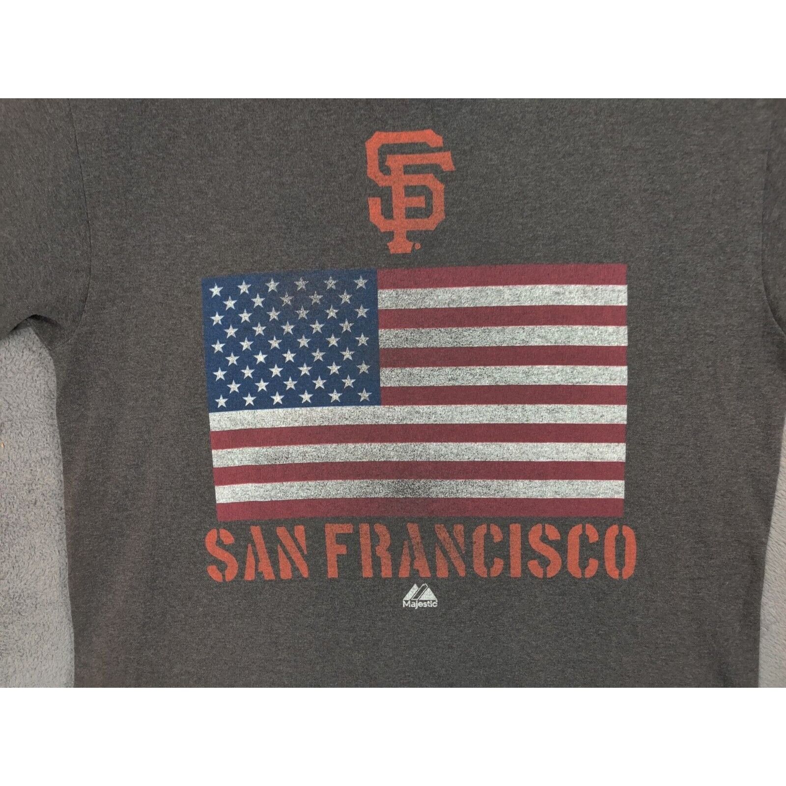 Majestic San Francisco Giants Shirt Adult Mens Medium Gray USA Flag Size US M / EU 48-50 / 2 - 2 Thumbnail