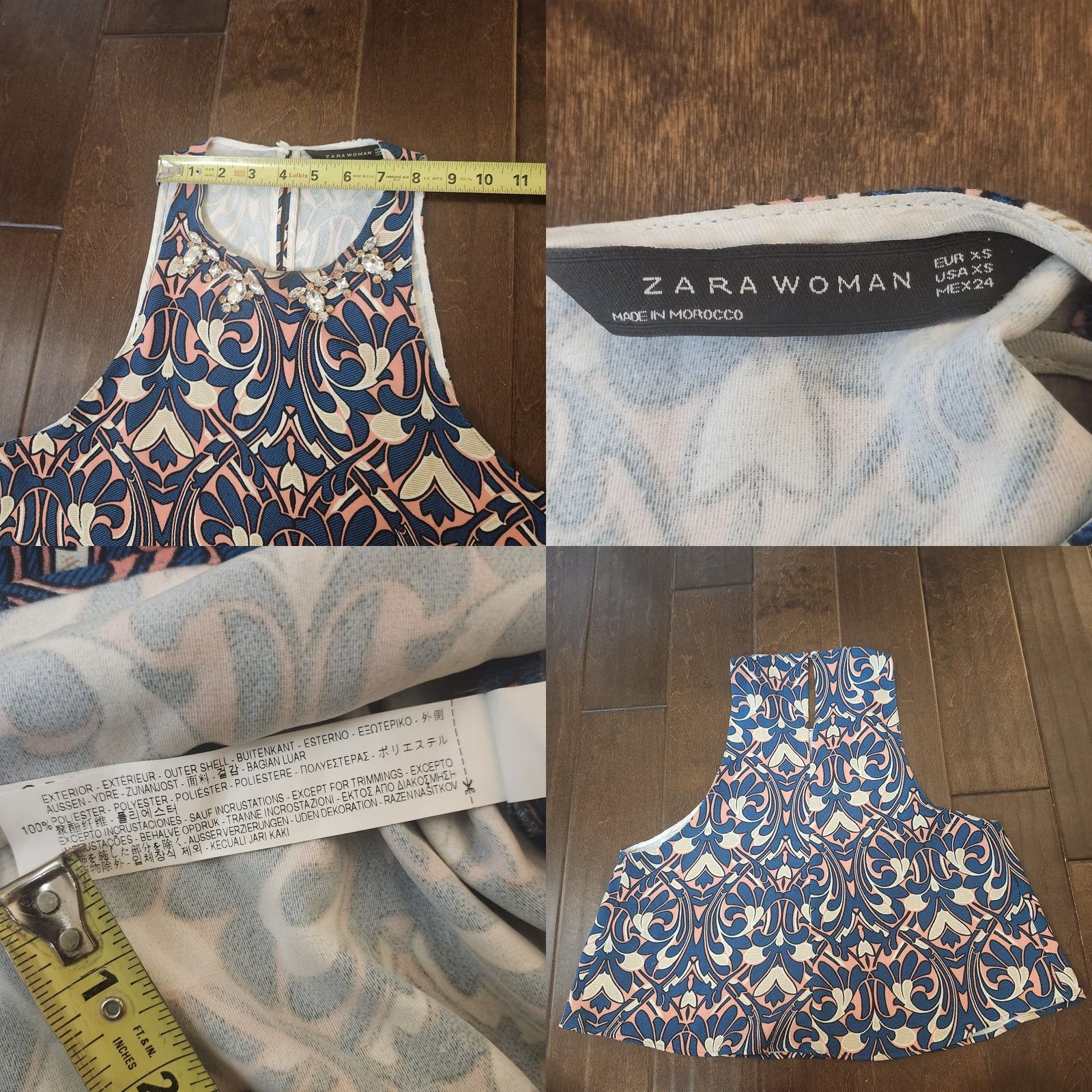 Zara Zara Woman XS Embellished Sleeveless Baroque Print Top Tank Multicolor Casual Party/Cocktail Travel Juniors XS Womens Manually Non-Handmade? Size XS / US 0-2 / IT 36-38 - 9 Thumbnail