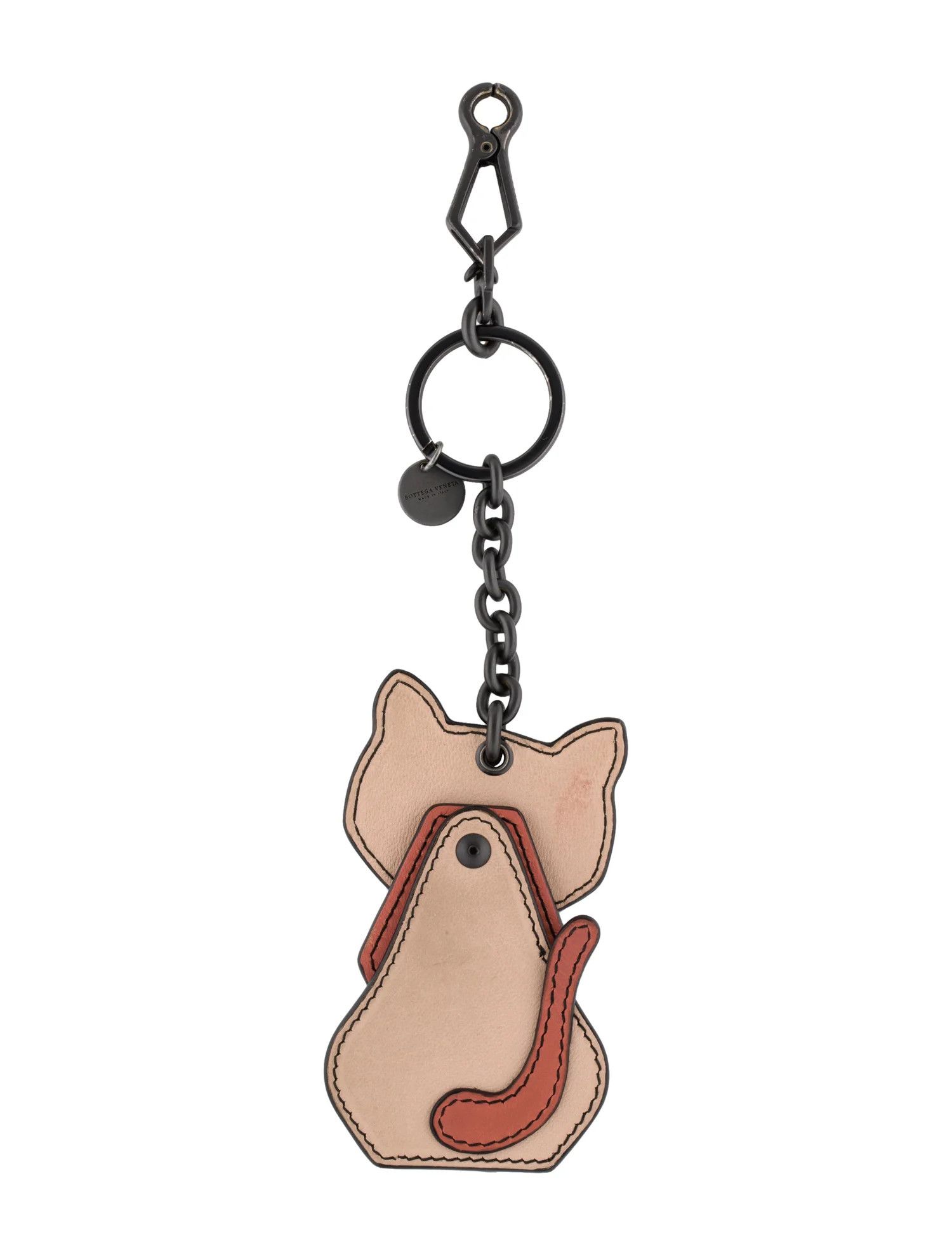 Bottega Veneta o1n1vont1224 Size: OS / Leather Cat Keychain Beige/Coral Size ONE SIZE - 2 Thumbnail