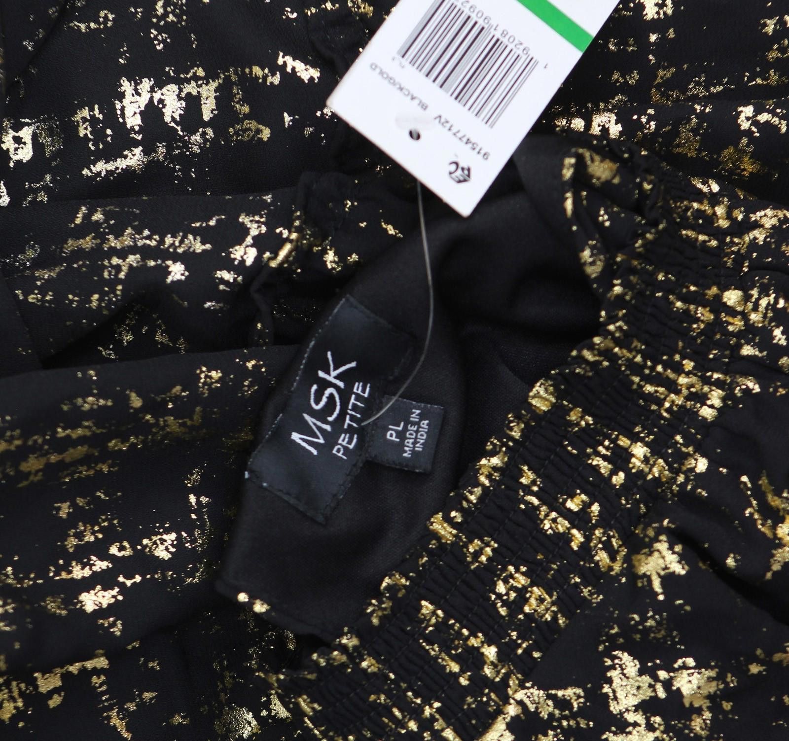 Nwt Msk Petite Mock Neck Metallic Maxi Dress Black / Gold Lp -  veloxcontactcenter.com.br