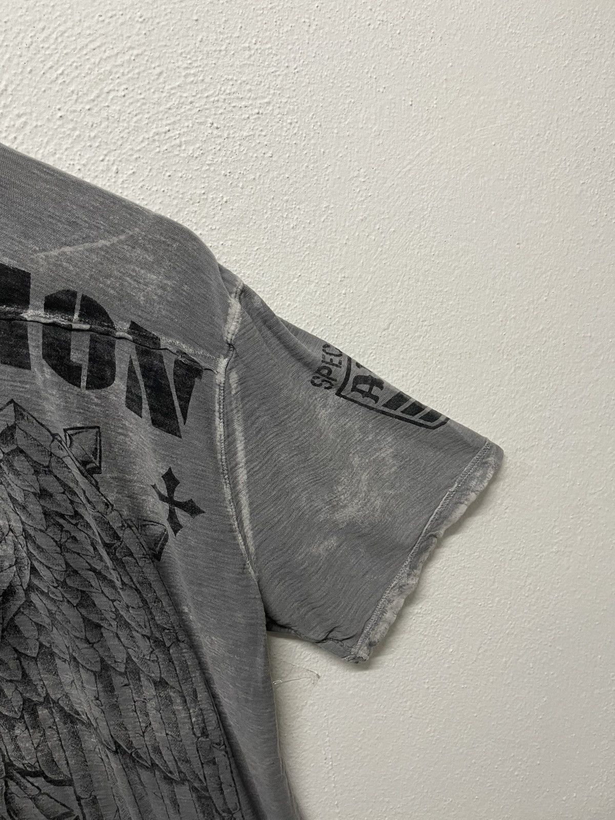 Affliction VINTAGE Y2K EAGLES AFFLICTION ACIDWASH HALF BUTTON SHIRT Size US XL / EU 56 / 4 - 8 Thumbnail