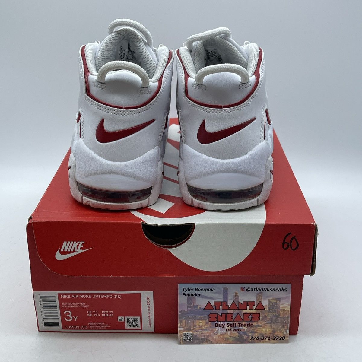 Nike Air more uptempo white varsity red Size US 4 / IT 34 - 3 Thumbnail