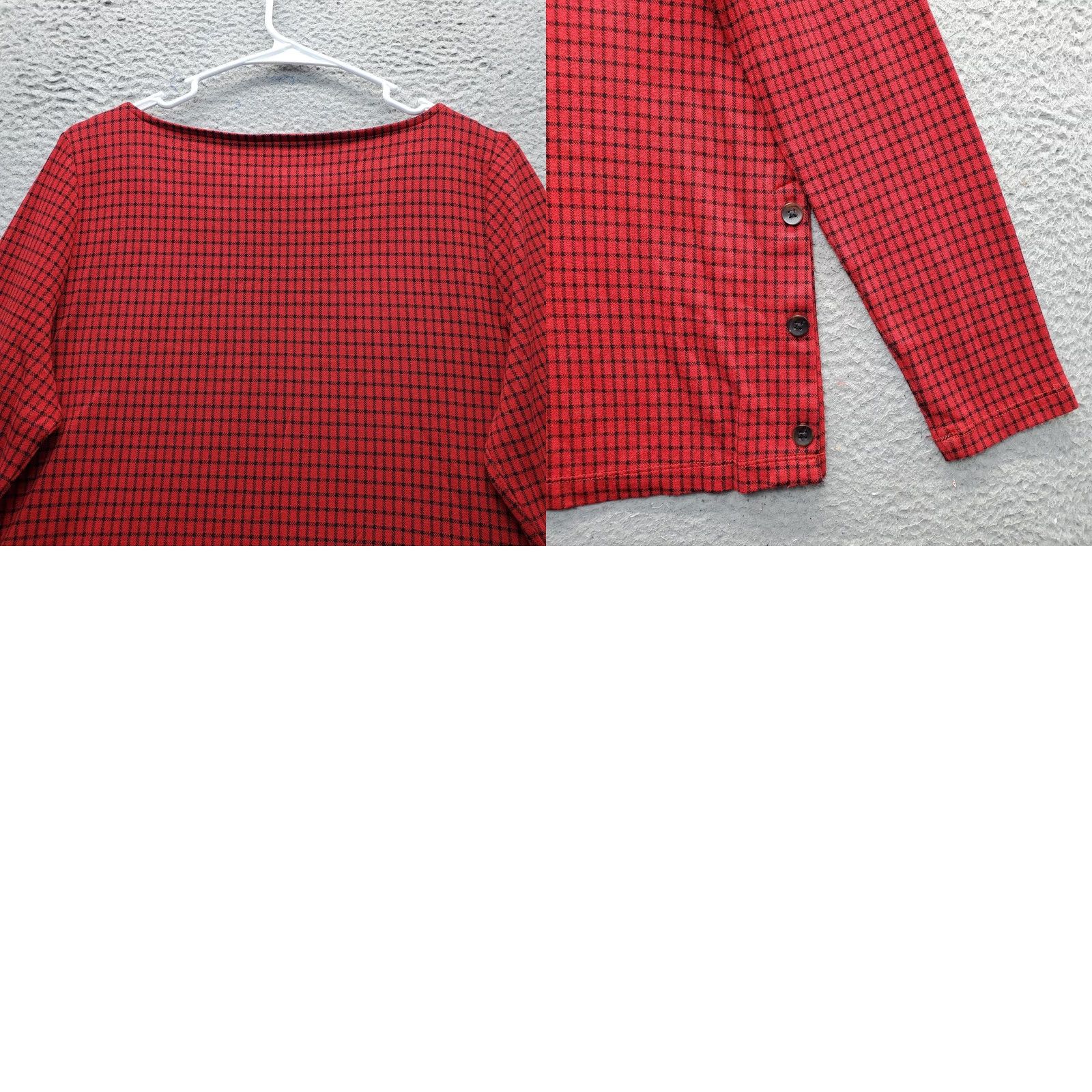 J. Jill J. Jill Ponte Blouse Top Women PM Multi Plaid Knit Boat Neck Stretch Button Side Women's PM Blouse Size M / US 6-8 / IT 42-44 - 8 Thumbnail
