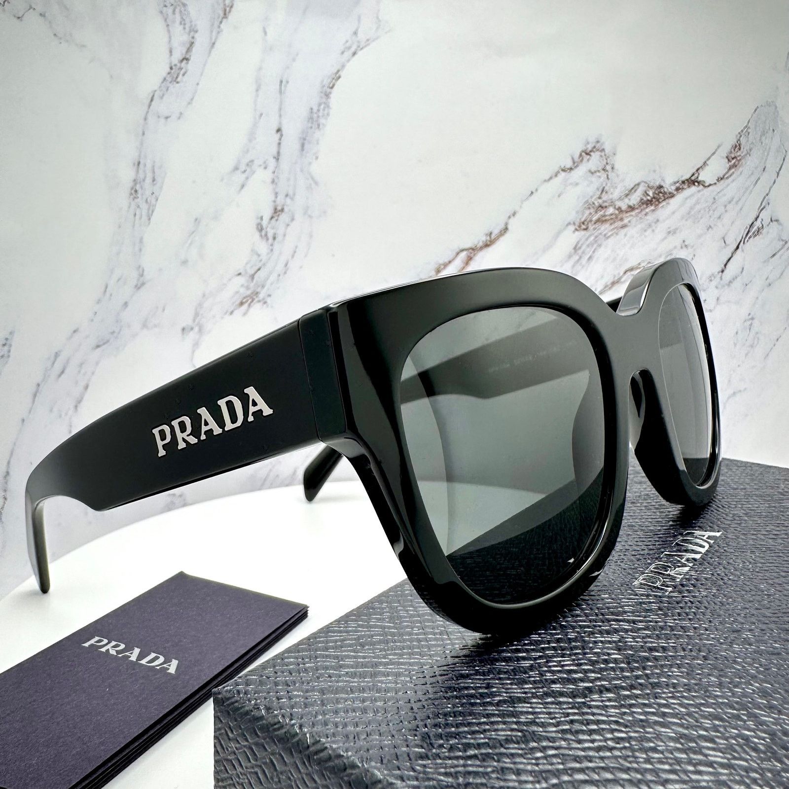 Prada New PRADA Sunglasses Black Square Acetate Grey Lens Size ONE SIZE - 5 Thumbnail