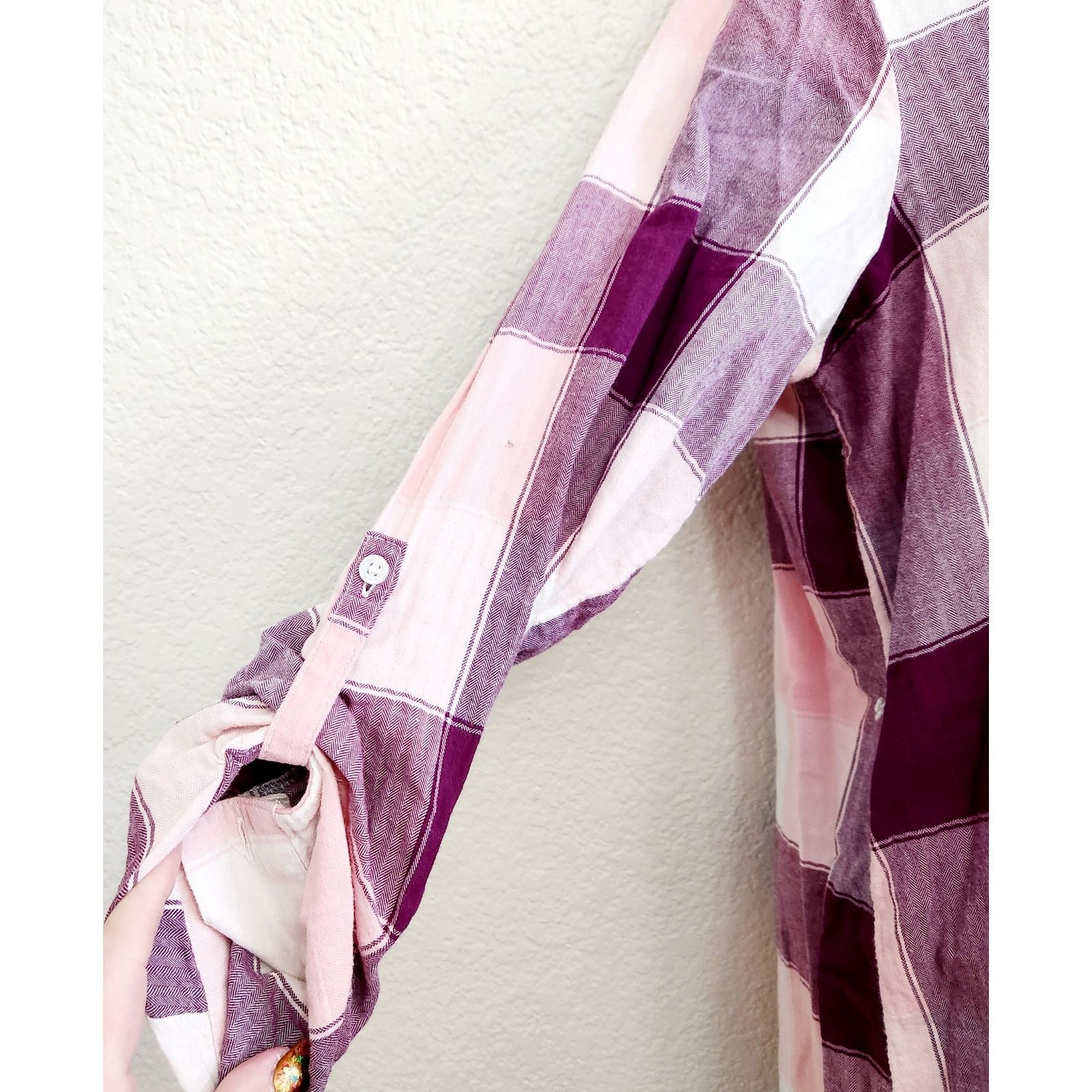 Arizona Jean Co. Arizona Jeans Co Pink Purple Plaid Henley Top 18P Soft Size XXL / US 16-18 / IT 52-54 - 3 Thumbnail