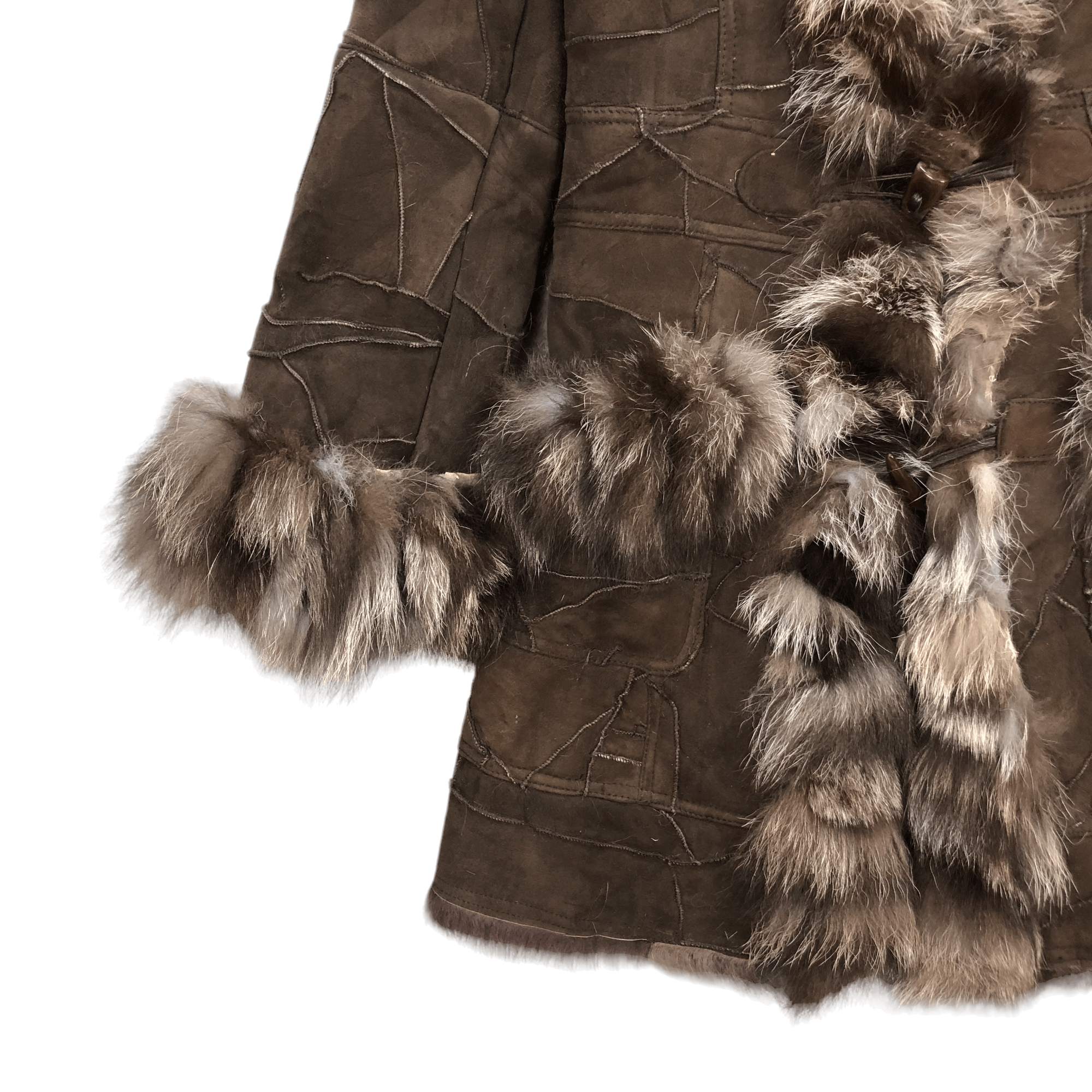 Fox Racing PATCHWORK SHEEP SKIN SILVER FOX FUR OVERCOAT #5752-205 Size S / US 4 / IT 40 - 5 Thumbnail