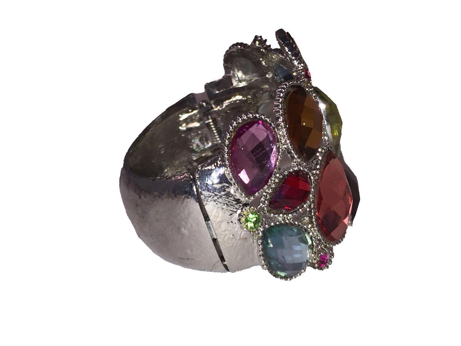 Designer Massive Bejeweled Costume Bracelet with Glass Rhinestones Size ONE SIZE - 2 Thumbnail