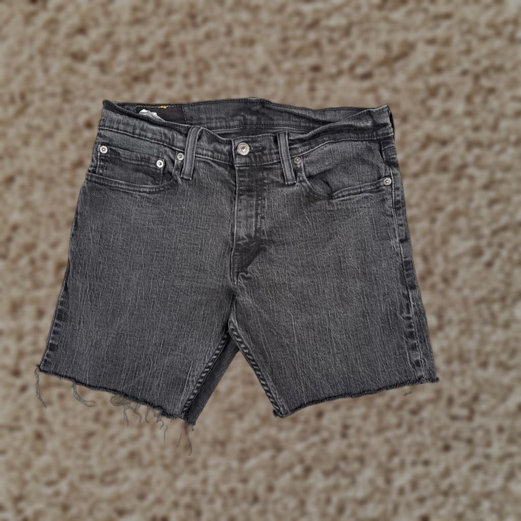 Levi's Levi's Women Black Cut-Off Shorts 32 Denim Cotton Blend Zip Fly 514 Dark Wash 7 Inseam Regular Rise 8.5-10.5 In Pockets 5-Pocket Design Vintage No Size 24" / US 00 / IT 34 - 1 Thumbnail