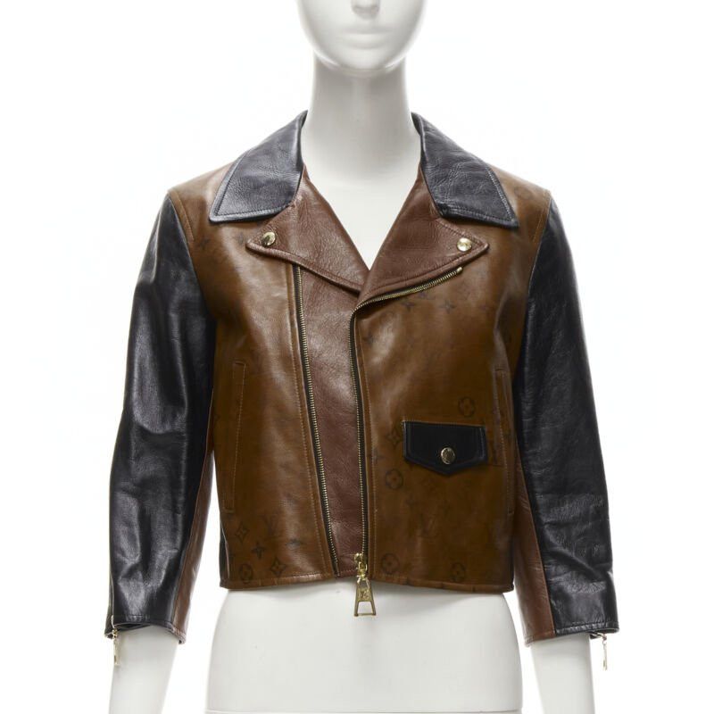 Louis Vuitton LOUIS VUITTON 2022 Tattoo Monogram cropped calfskin leather biker jacket FR43 XS Size XS / US 0-2 / IT 36-38 - 1 Thumbnail