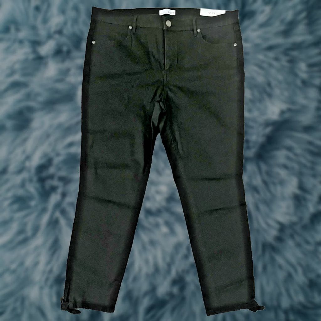Loft Loft Modern Skinny Jeans Womens 33 Sz 16 Black High Rise Stretch Ankle Tie New Size 38" / US 16 / IT 52 - 1 Thumbnail