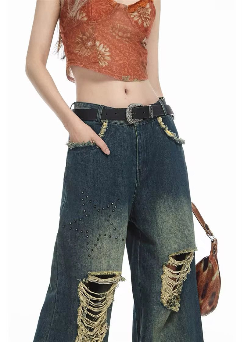 Jean × Vintage Y2k Ripped Patch Star Jeans Size 25" / US 0 / IT 36 - 5 Thumbnail