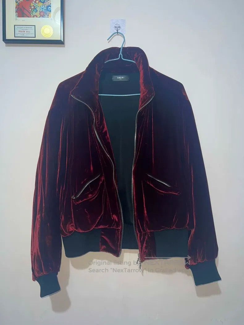Amiri Amiri Red velvet high-neck zipper jacket Size US S / EU 44-46 / 1 - 1 Thumbnail