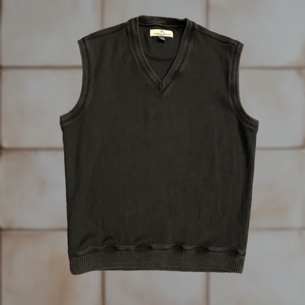 Tommy Bahama Tommy Bahama Silk Blend Sweater Vest Mens M Black Rib Knit V Neck Golf Pullover Size US M / EU 48-50 / 2 - 1 Thumbnail