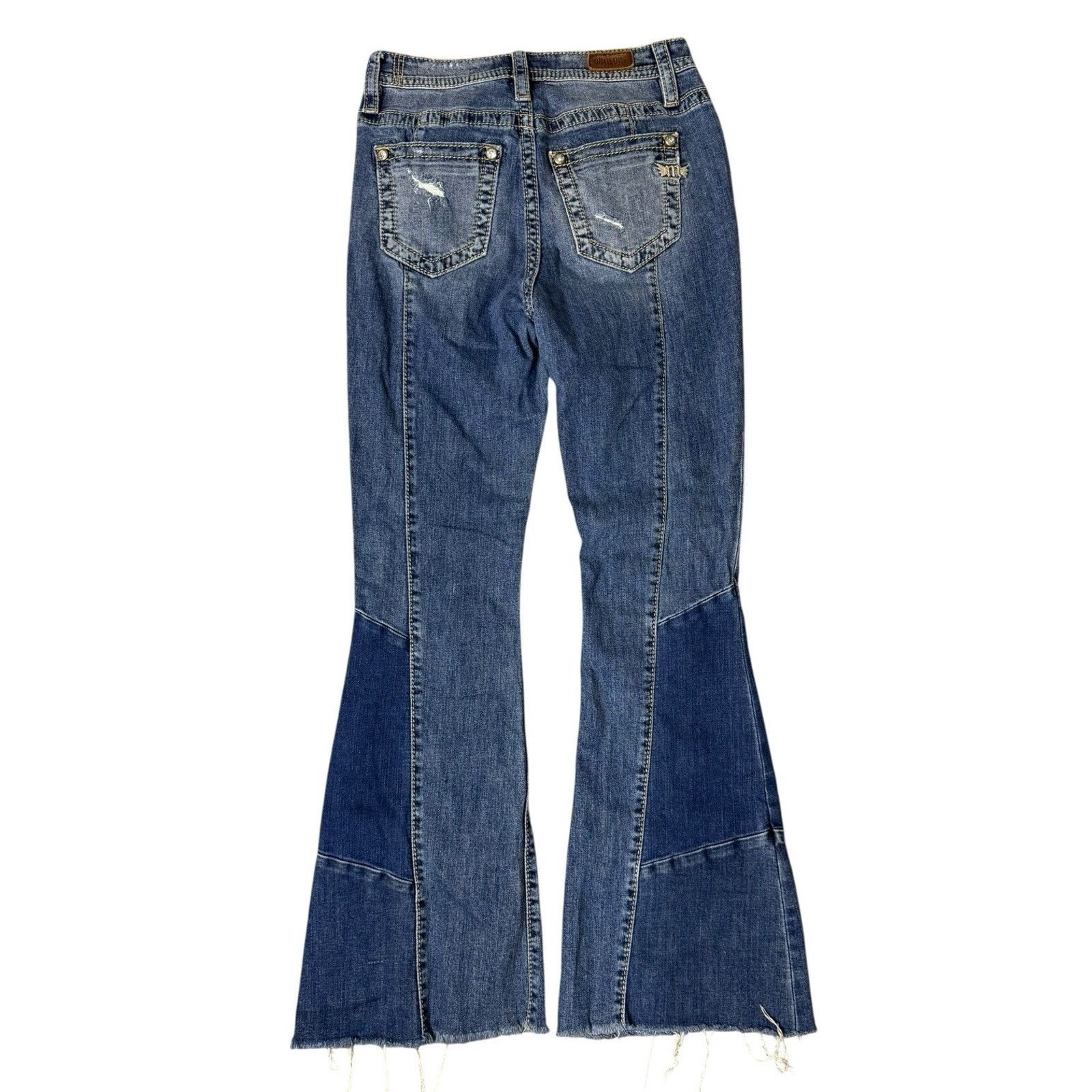 Miss Me Y2K Vintage MISS ME High Rise Crystal Patchwork Flare Jeans Size 27" / US 4 / IT 40 - 5 Thumbnail